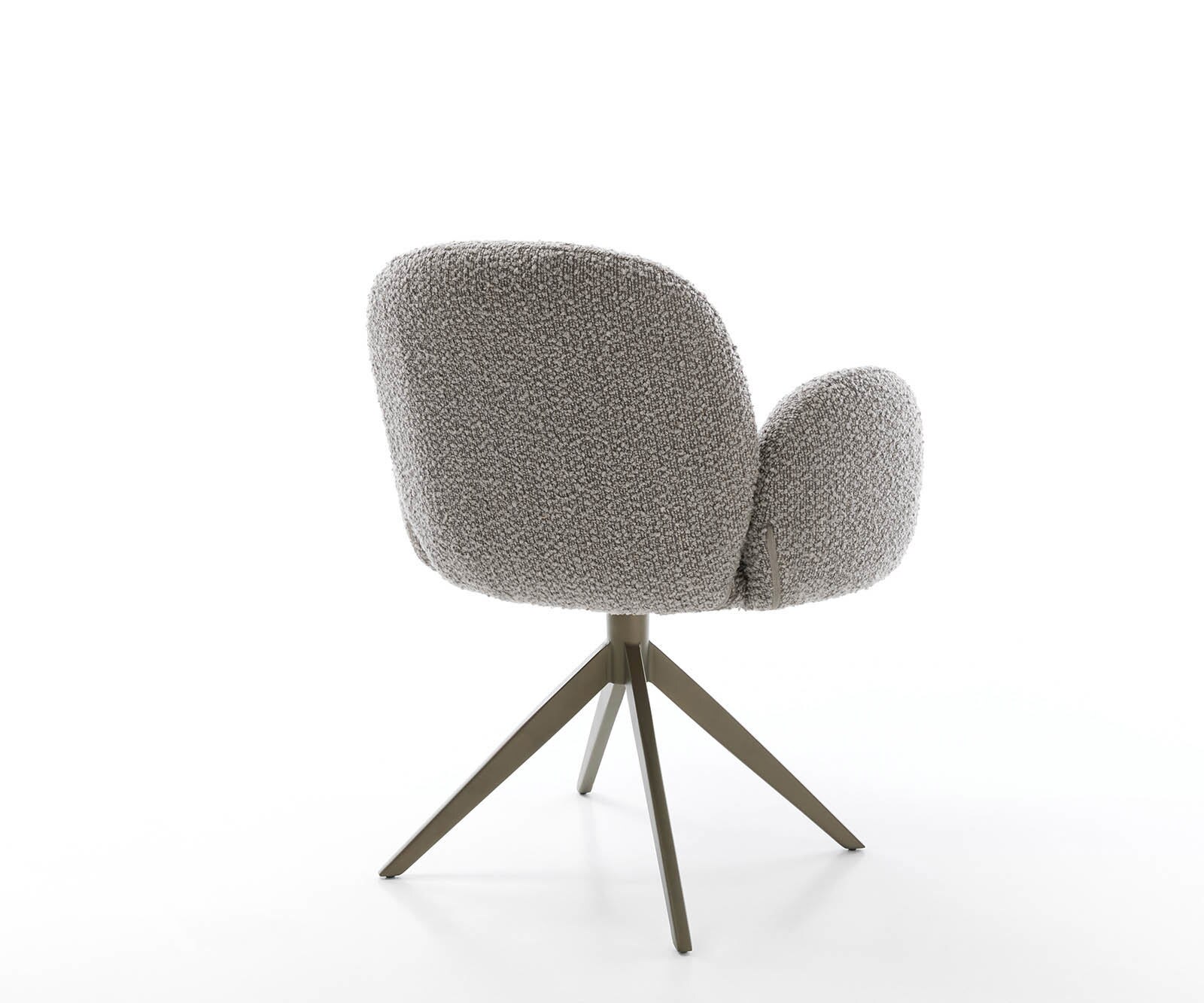 Врътящ се стол с подлакътници Букле СребристСив Конус крак плосък  Titan 360° въртящ се Покет пружина Nube-Flex 5