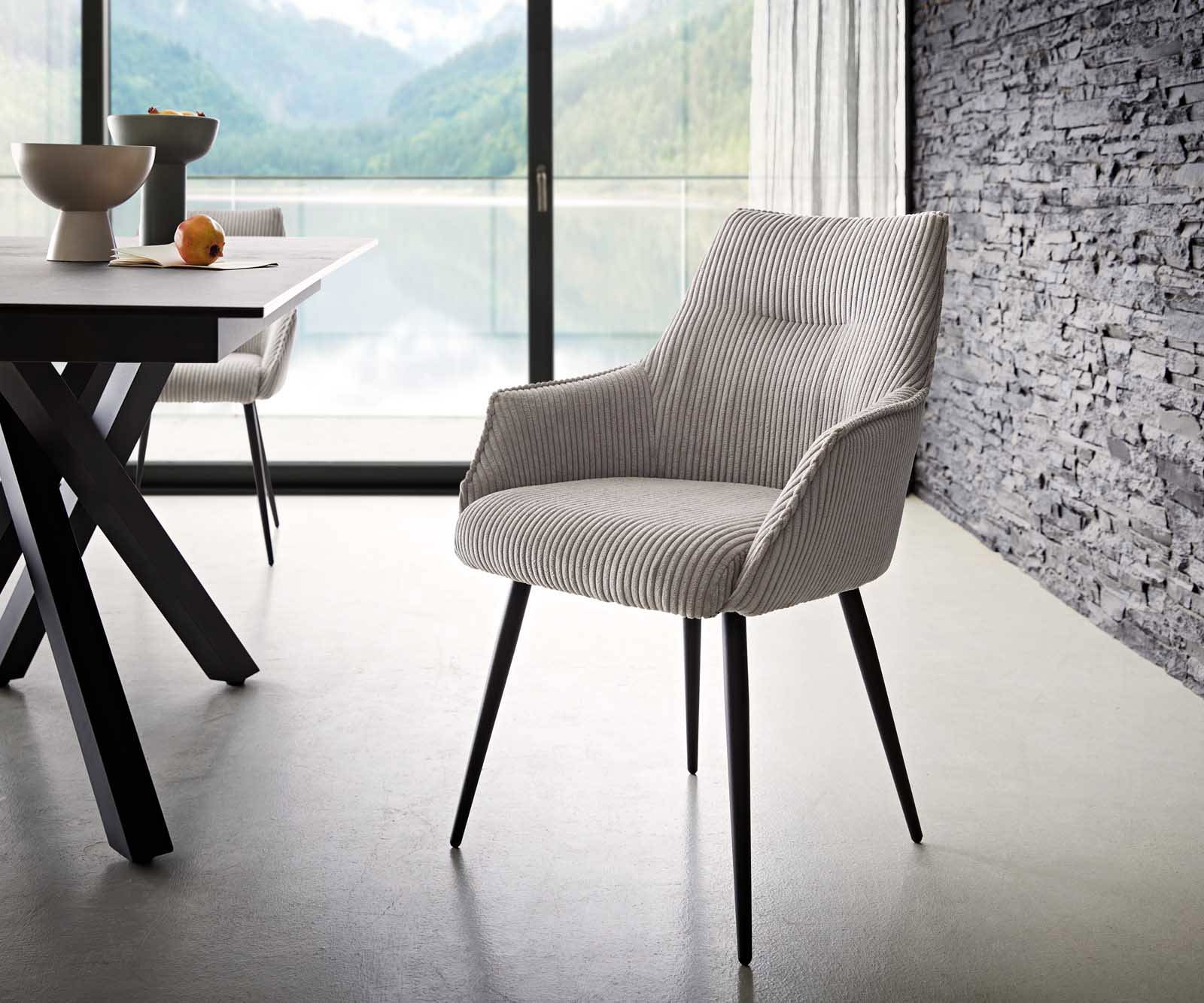 Стол Корд Сребристосив 4-крака Прави Черни Покет пружина Alja-Flex Стол Корд Сребристосив 4-крака Прави Черни Покет пружина Alja-Flex