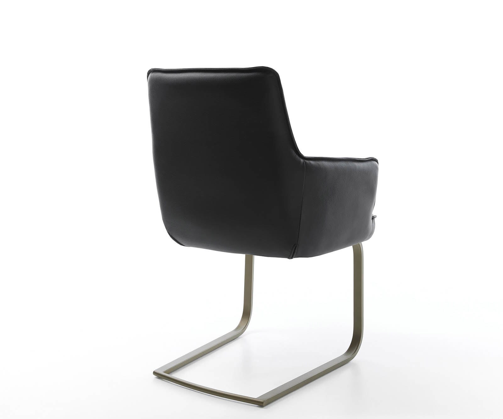 Люлеещ стол с подлакътници Естествена кожа Черен Конзолен крак плосък  Титан Покет пружина Heira-Flex 5