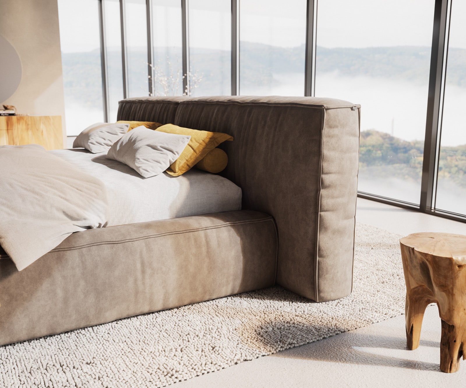 Тапицирано легло Coperti 180x200 cm от микрофибър сив реколта 5