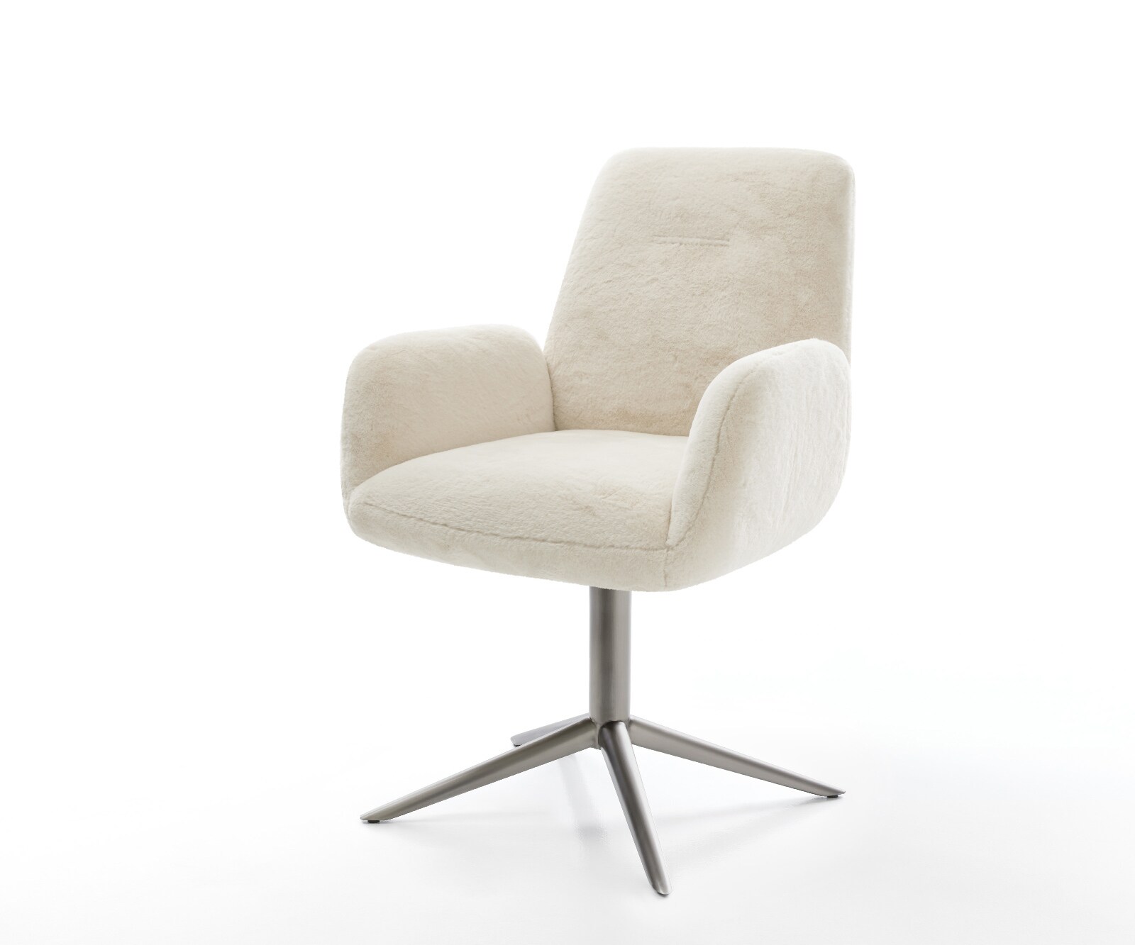 Въртящ се стол Zoa-Flex плюшена кремаво-бяла основа графит 360° въртяща се люлееща се функция сърцевина от джобни пружини 1