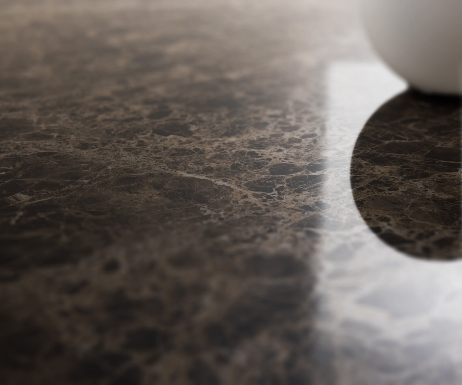 Масичка за кафе Edge Boot 90x90 cm керамика Laminam® Emperador Extra Lucidato Тъмно кафяво Parabi Metal Black 4