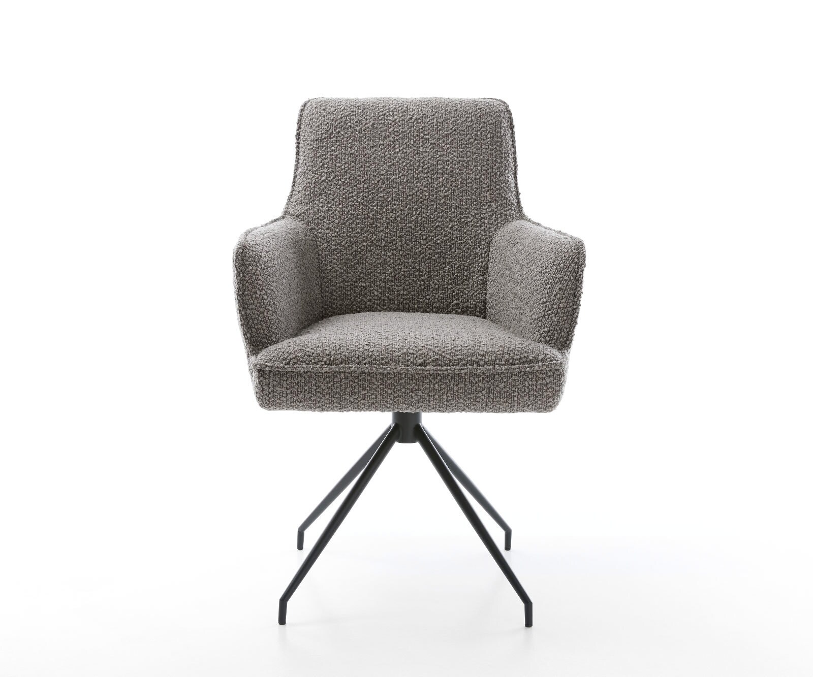 Врътящ се стол с подлакътници Букле СребристСив Конус крак кръгъл Черен 180° въртящ се Покет пружина Heira-Flex 1