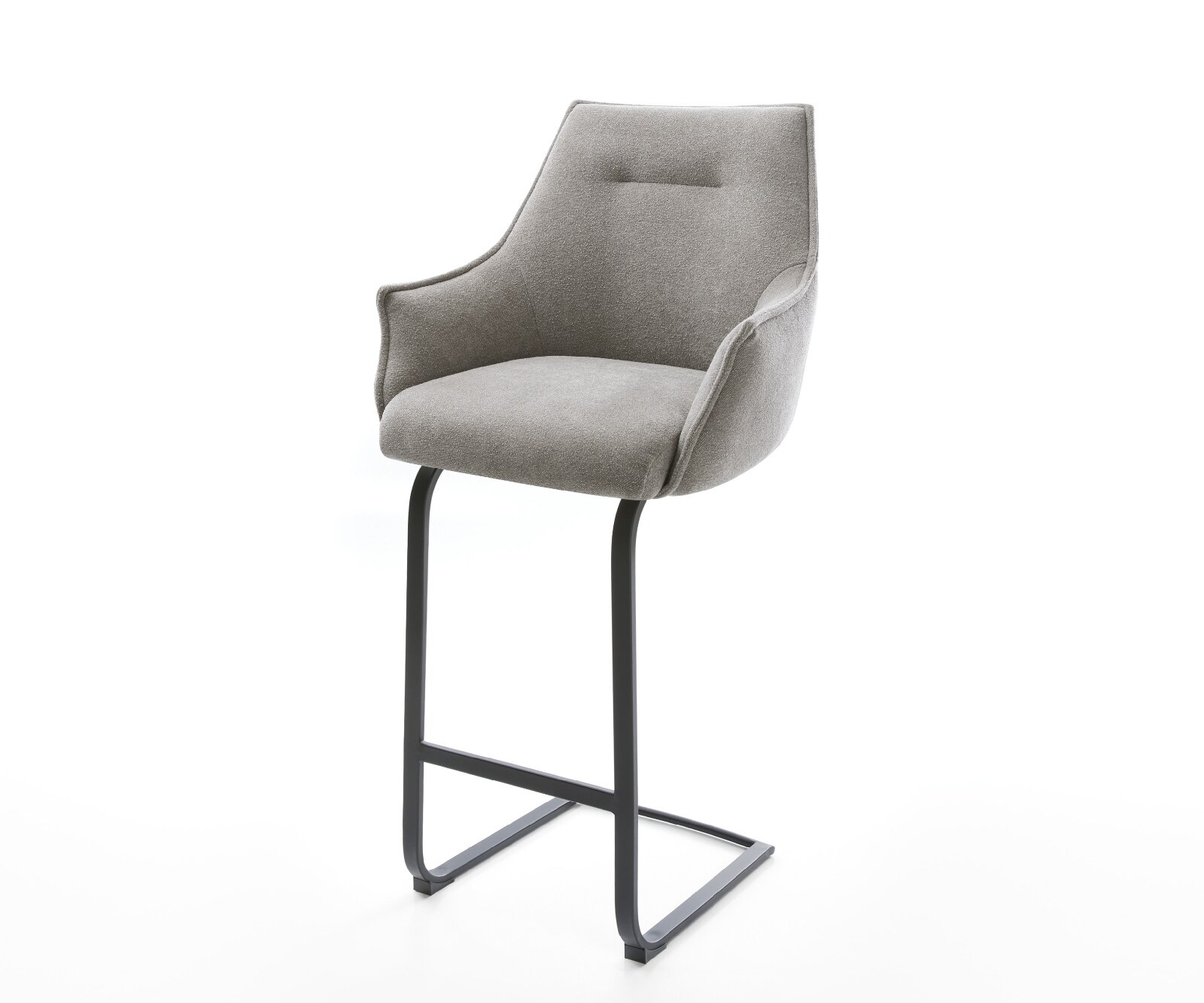 Бар стол Alja-Flex текстурирана тъкан, мек сив конзолен плосък метал, черна сърцевина от джобни пружини