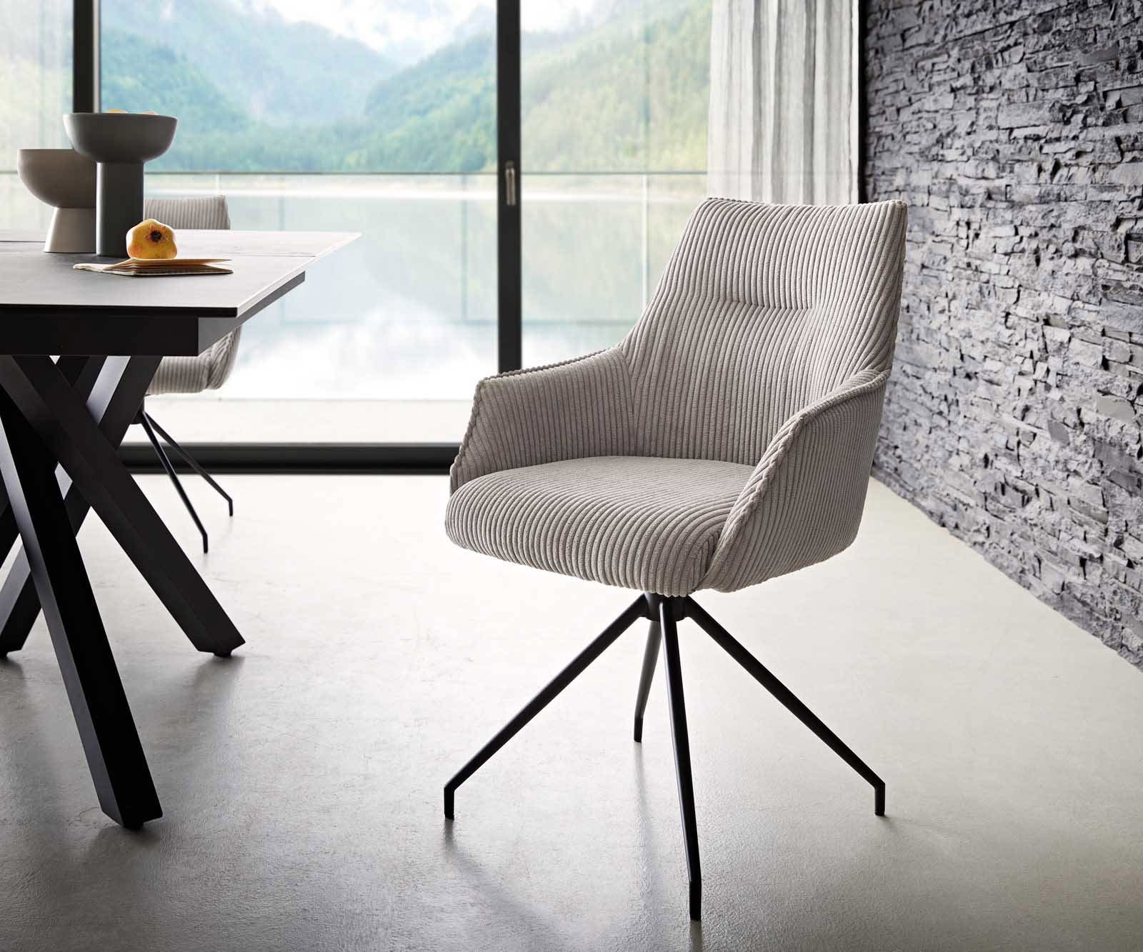 Врътящ се стол с подлакътници Корд СребристСив Конус крак кръгъл Черен 180° въртящ се Покет пружина Alja-Flex Врътящ се стол с подлакътници Корд СребристСив Конус крак кръгъл Черен 180° въртящ се Покет пружина Alja-Flex