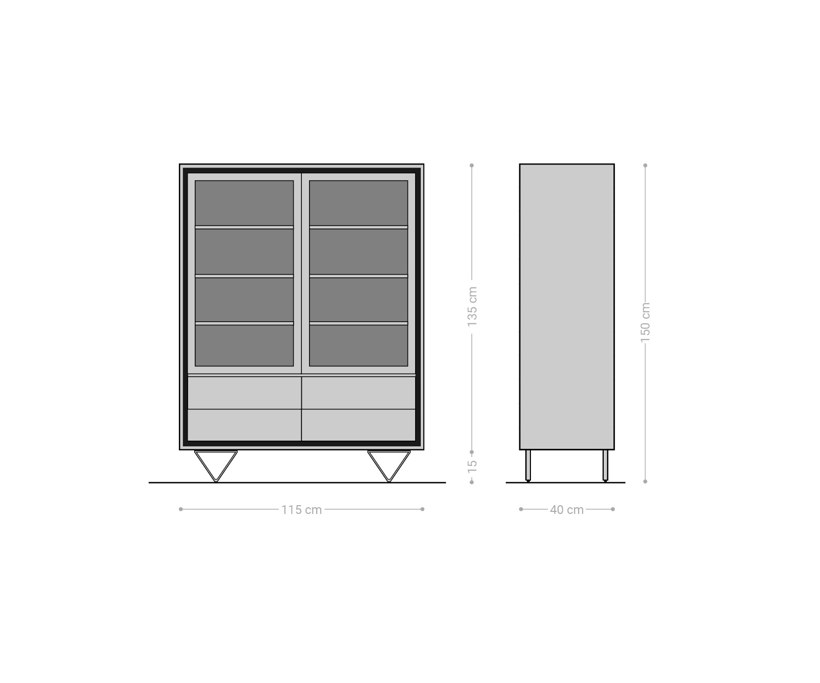  115x150 Акация Натурал 2 Врати 4 Чекмеджета каменен фурнир V-Крак Stonegrace 5