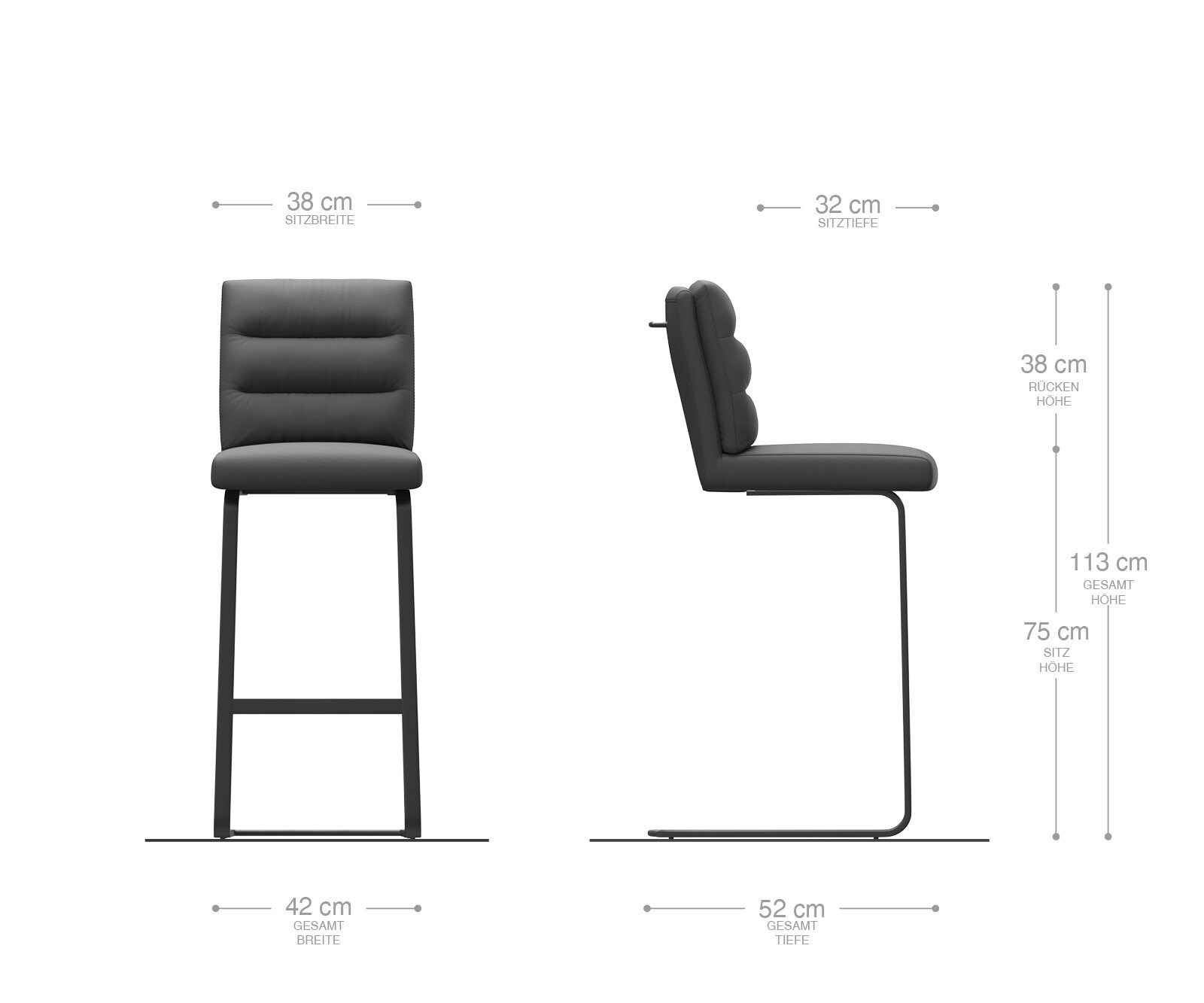 Бар стол Ивици Светло сив Конзолен крак плосък Неръждаема стомана Pela-Flex 7