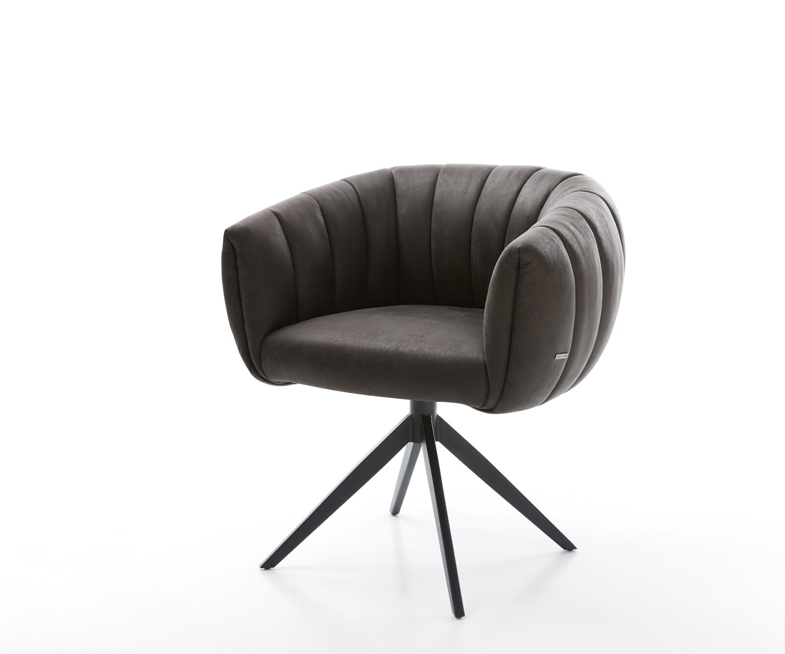 Въртящ се стол Jada-Flex микрофибър антрацит винтидж, Кръстосана рамка широка черна, 360° въртене, Функция люлеене Ядро от джобни пружини