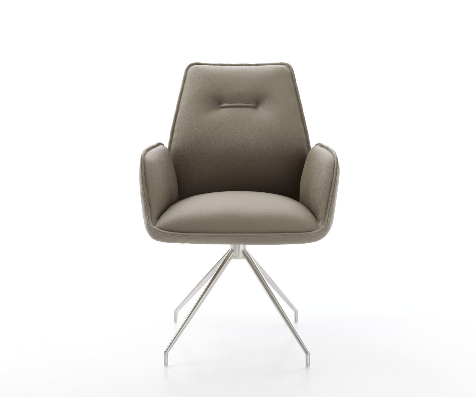 Врътящ се стол Естествена кожа Сиво-Кафяв Конус крак кръгъл Неръждаема стомана 180° въртящ се Zoa-Flex 2