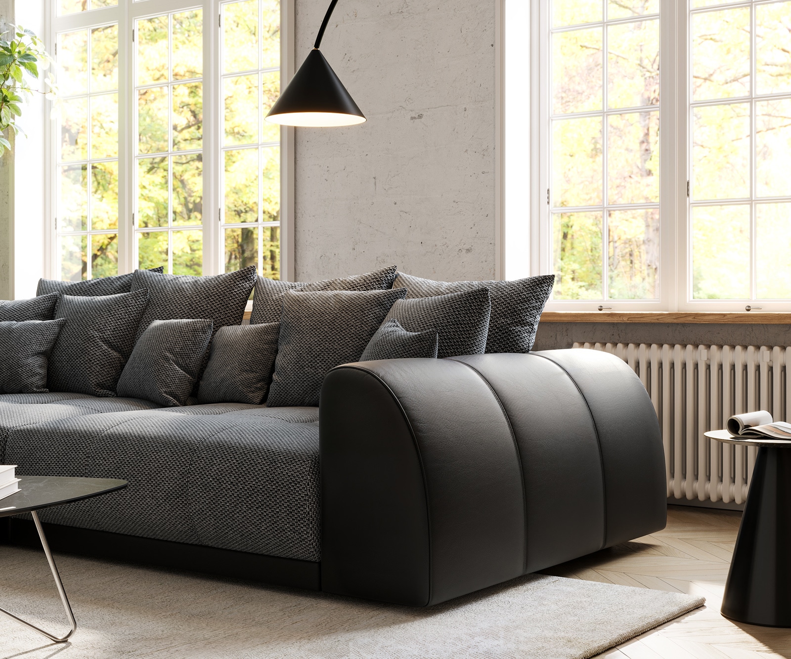 Голям диван 310x135 cm Черен включително възглавници Violetta 5 Голям диван 310x135 cm Черен включително възглавници Violetta 5