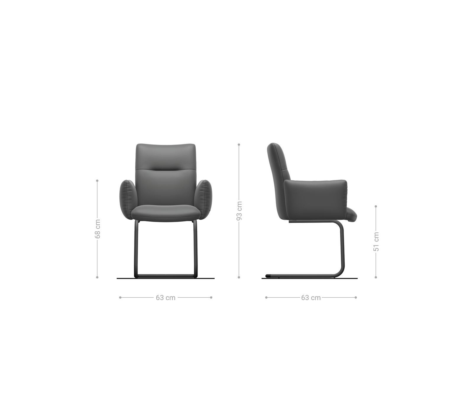 Люлеещ стол с подлакътници Шенил Сребристо сив Конзолен крак кръгъл Неръждаема стомана Покет пружина Jova-Flex 6