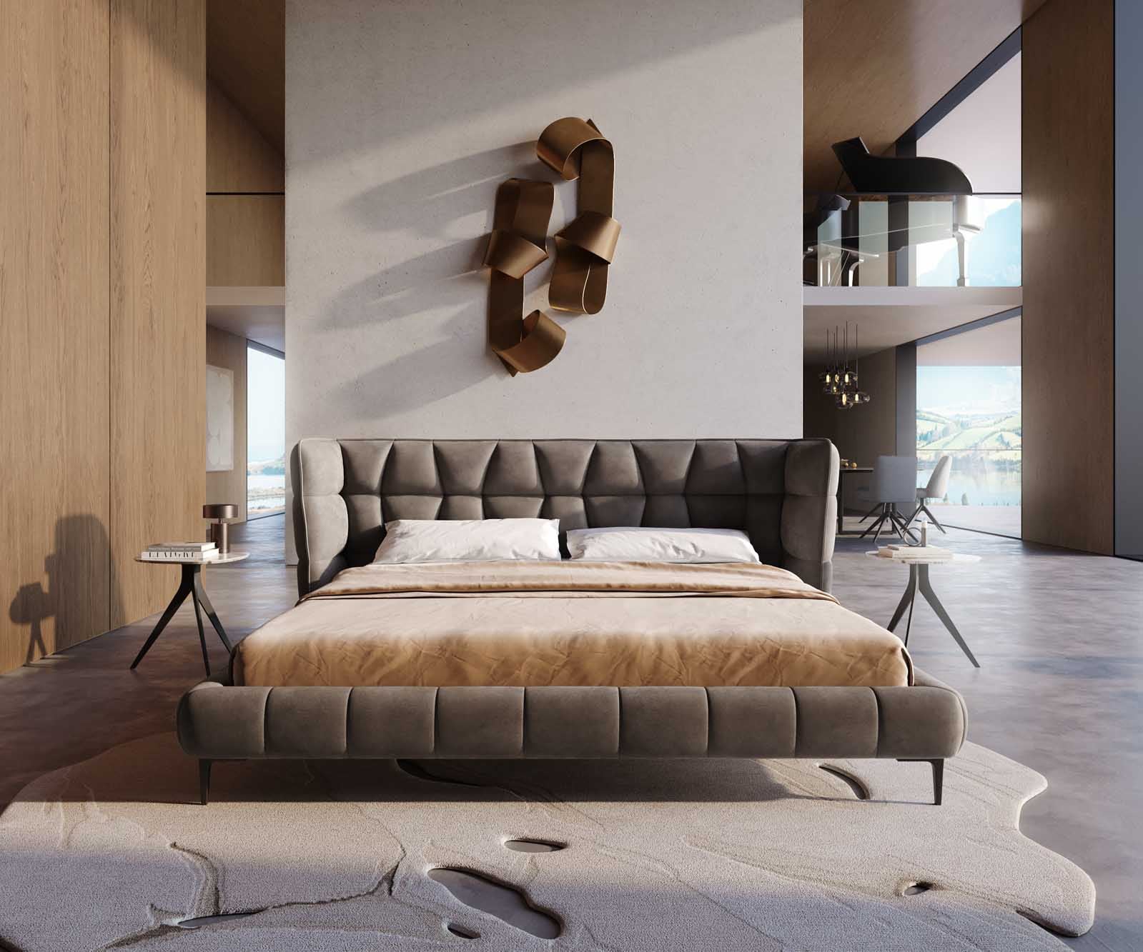 Тапицирана основа за легло Capujo 180x200 cm, микрофибър, цвят сив 2