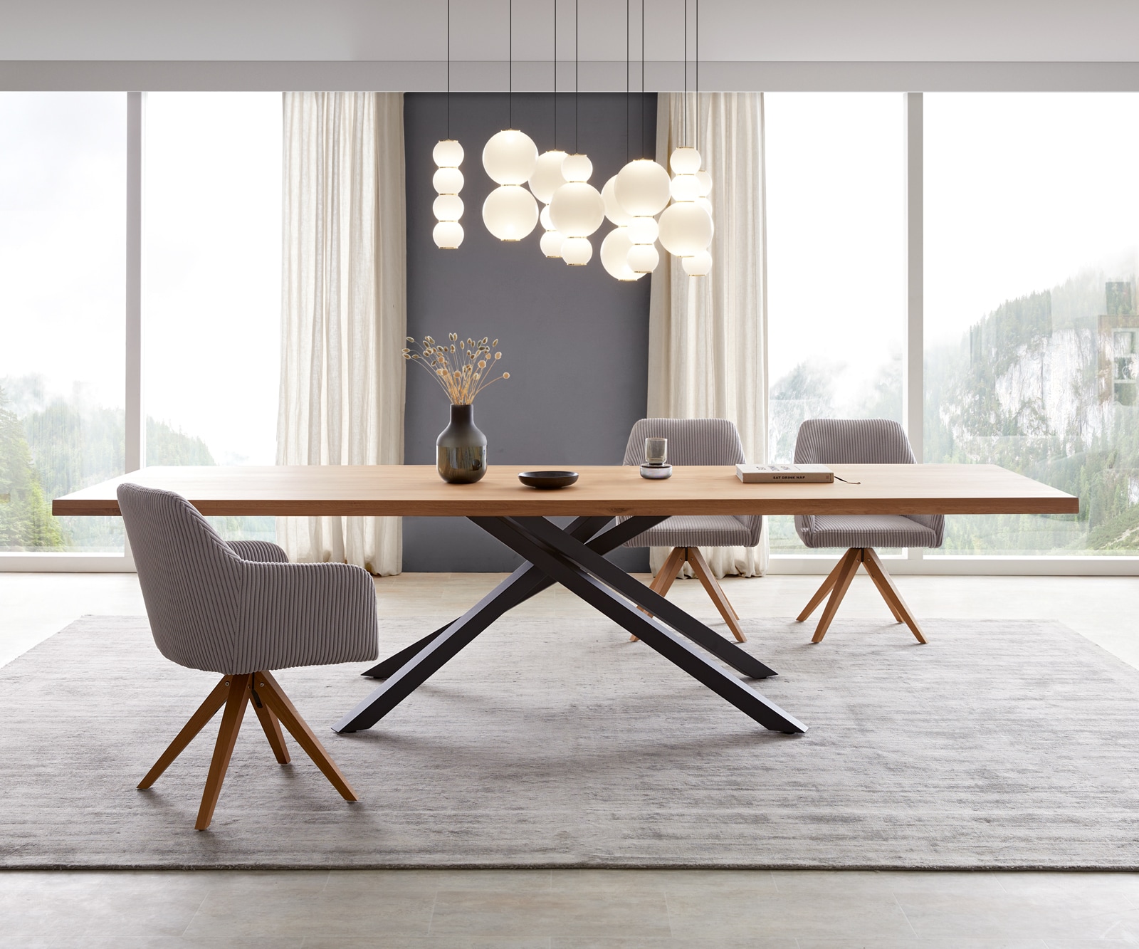 Маса 300x100 Дъб Натурал КръстРамка Правоъгълник Черен Edge Маса 300x100 Дъб Натурал КръстРамка Правоъгълник Черен Edge