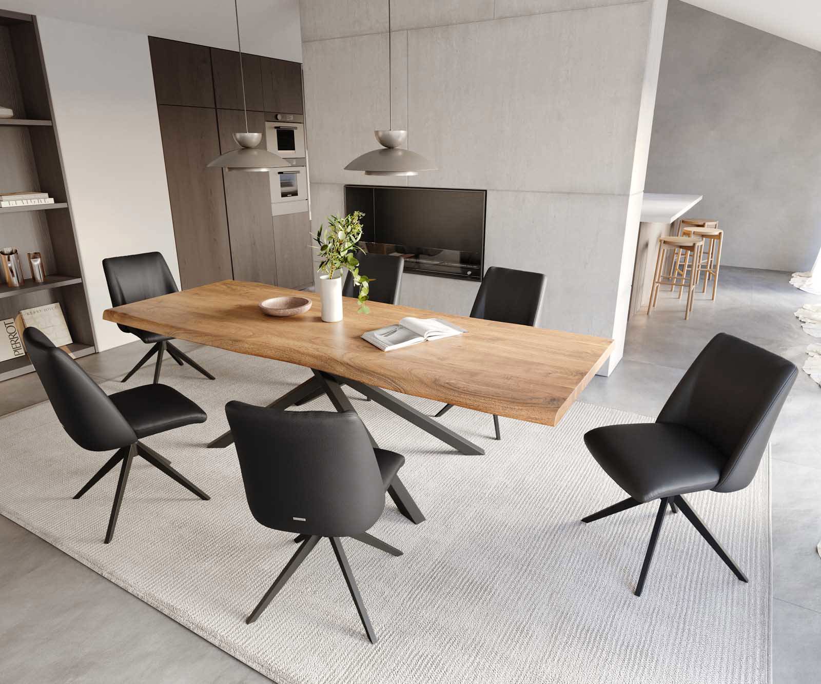 Врътящ се стол Естествена кожа Черен Конус крак плосък Черен 360° въртящ се Покет пружина Elso-Flex 4 Врътящ се стол Естествена кожа Черен Конус крак плосък Черен 360° въртящ се Покет пружина Elso-Flex 4