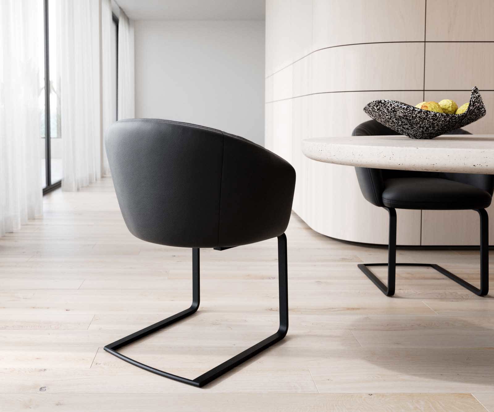 Люлеещ стол с подлакътници Естествена кожа Черен Конзолен крак плосък Черен Покет пружина Caja-Flex 4 Люлеещ стол с подлакътници Естествена кожа Черен Конзолен крак плосък Черен Покет пружина Caja-Flex 4