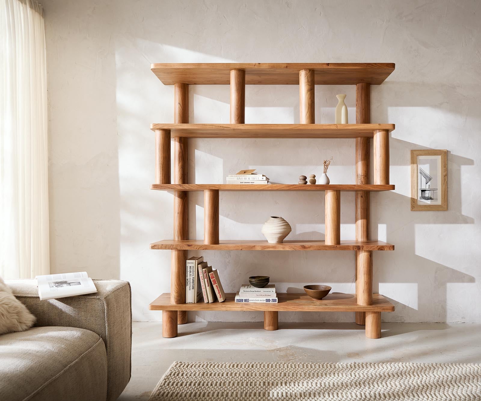 Етажерка Accra 170x190 cm естествена акация 8 отделения 1 Етажерка Accra 170x190 cm естествена акация 8 отделения 1