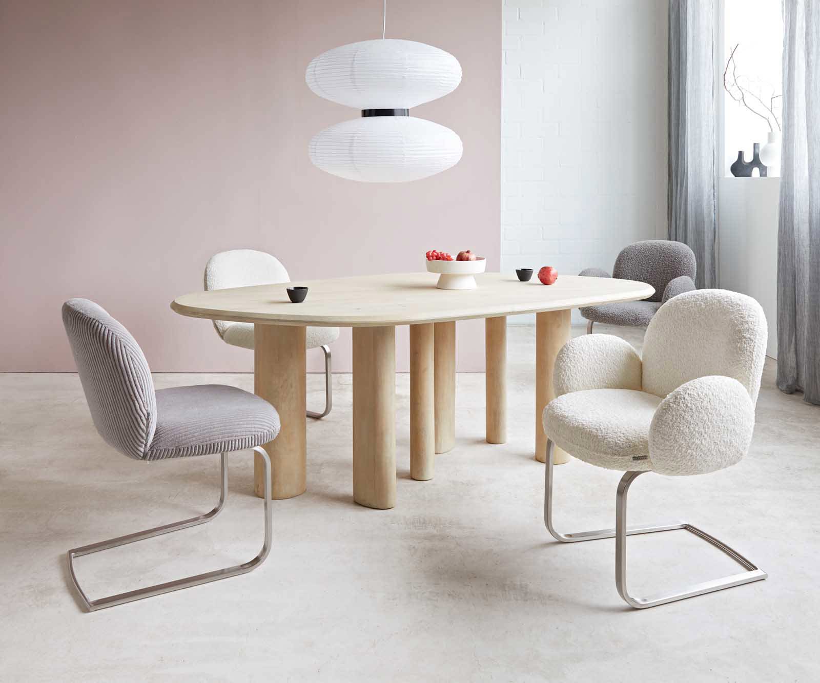 Люлеещ стол Корд Сребристо сив Конзолен крак плосък Неръждаема стомана Покет пружина Nube-Flex 4