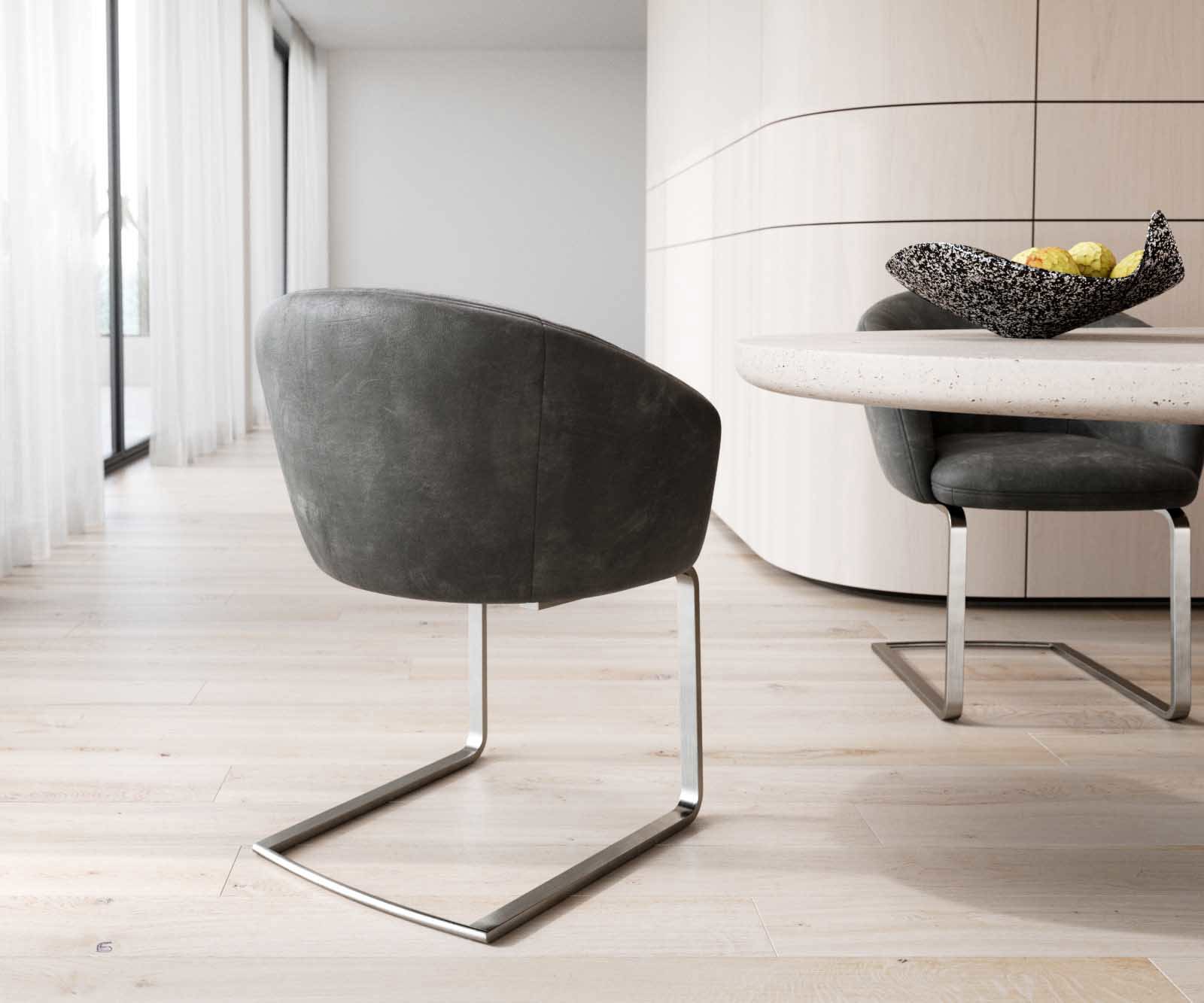 Люлеещ стол с подлакътници Антрацит Винтидж Конзолен крак плосък Неръждаема стомана Покет пружина Caja-Flex 5 Люлеещ стол с подлакътници Антрацит Винтидж Конзолен крак плосък Неръждаема стомана Покет пружина Caja-Flex 5