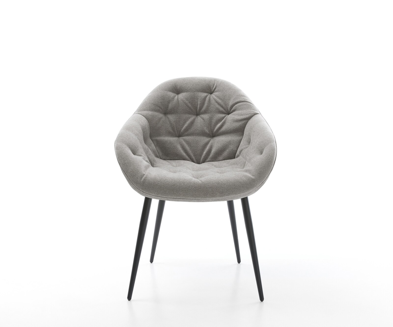 Трапезен стол Gaio-Flex текстурирана тъкан меко сиво 4-футов заострен черен 2