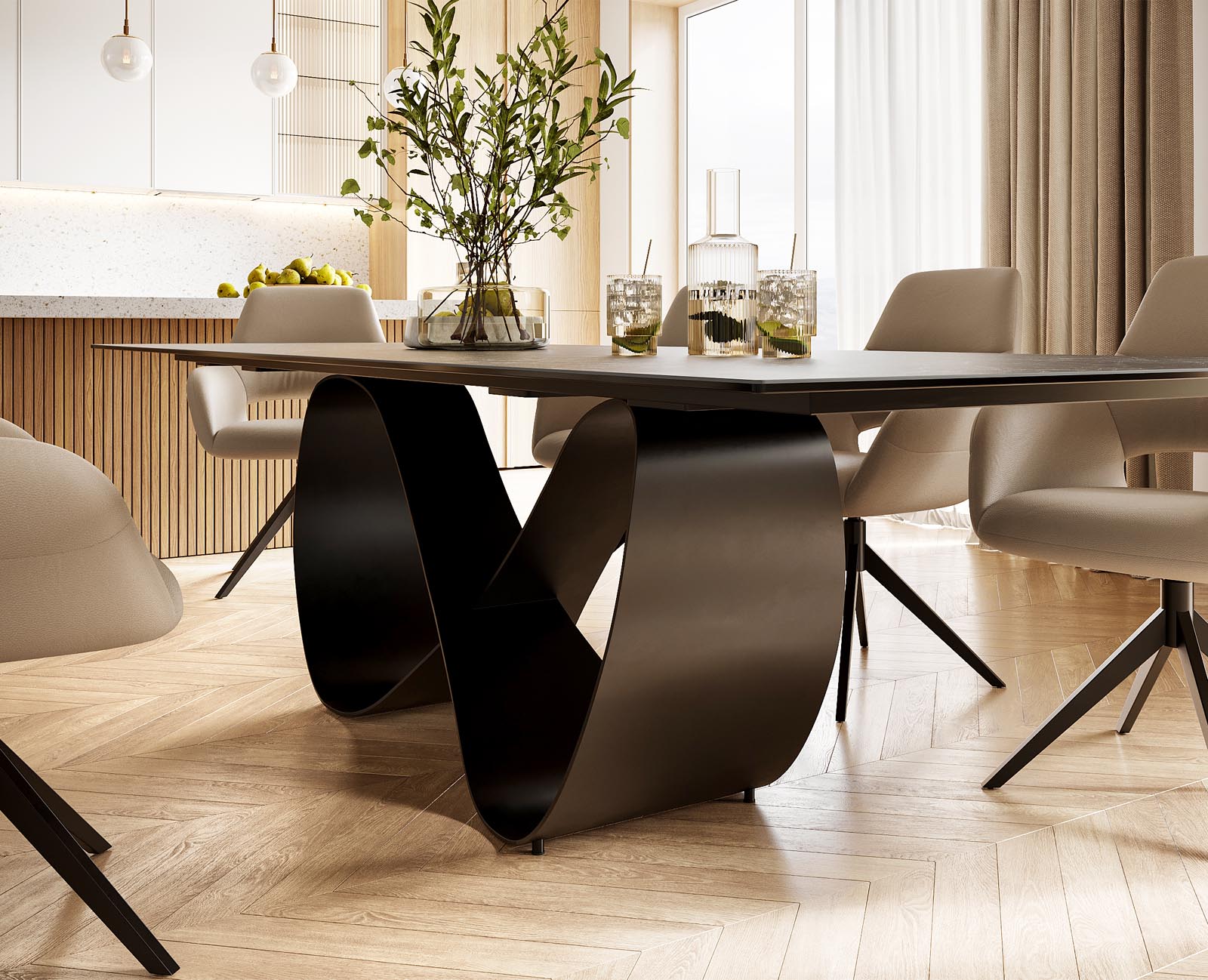 Маса 300x100 Keramik Laminam® Nero Greco Антрацит Infinity Метал Черен Edge 5