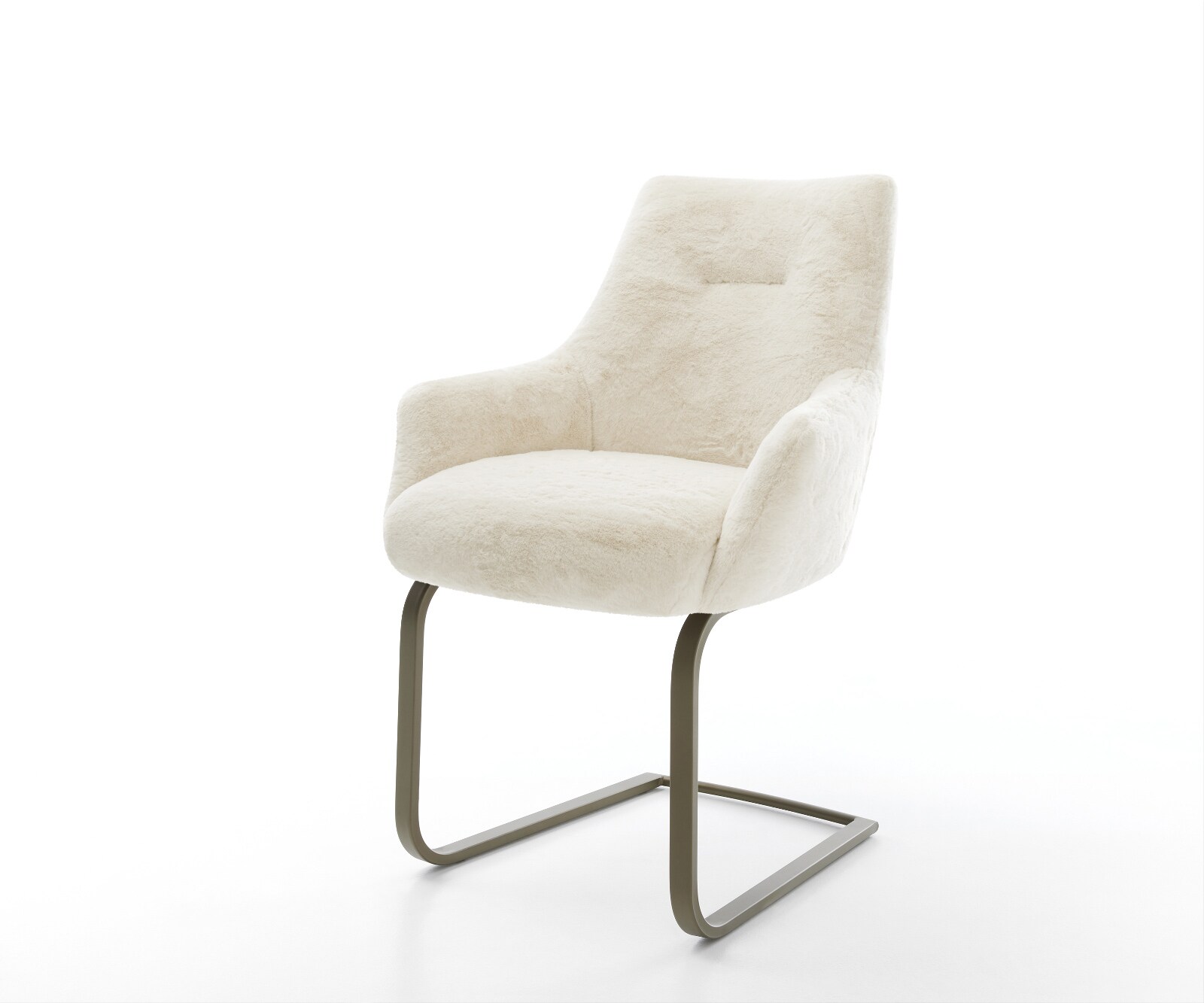 Конзолен стол Alja-Flex с подлакътници плюшен кремаво-бял конзолен стол покритие с плосък ефект сърцевина от титанови джобни пружини 1