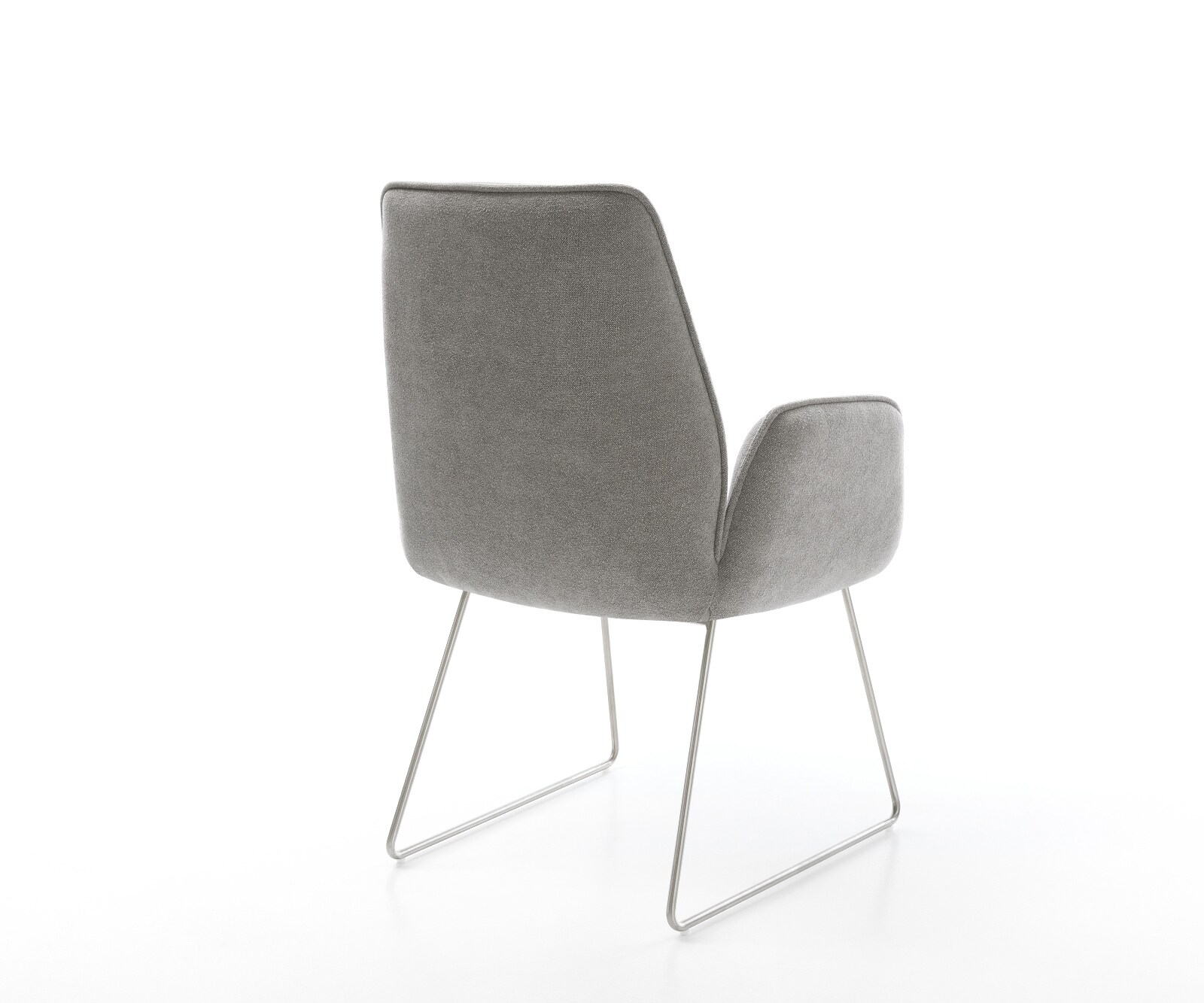 Стол за хранене Zoa-Flex с текстурирана тъкан, мека сива основа от неръждаема стомана с джобни пружини 5