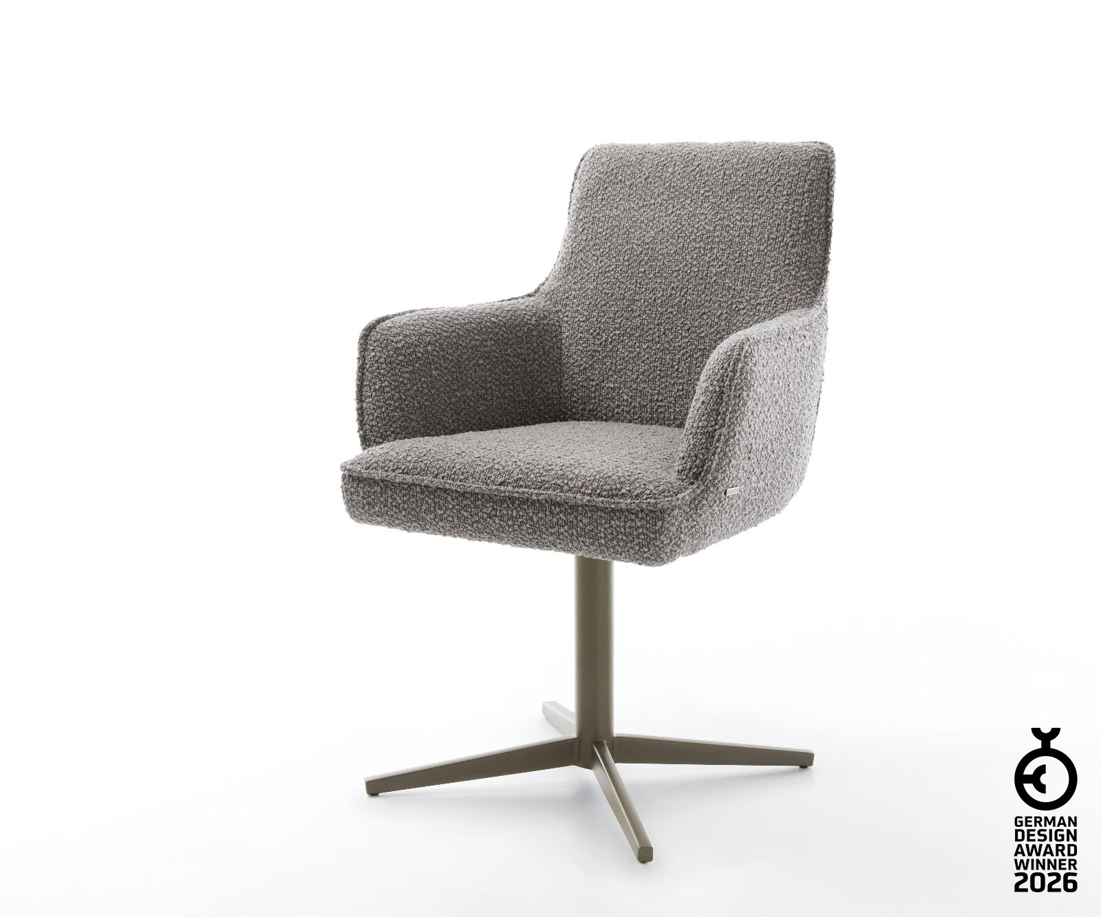 Врътящ се стол с подлакътници Букле СребристСив Офис основа  Titan 360° въртящ се Покет пружина Heira-Flex