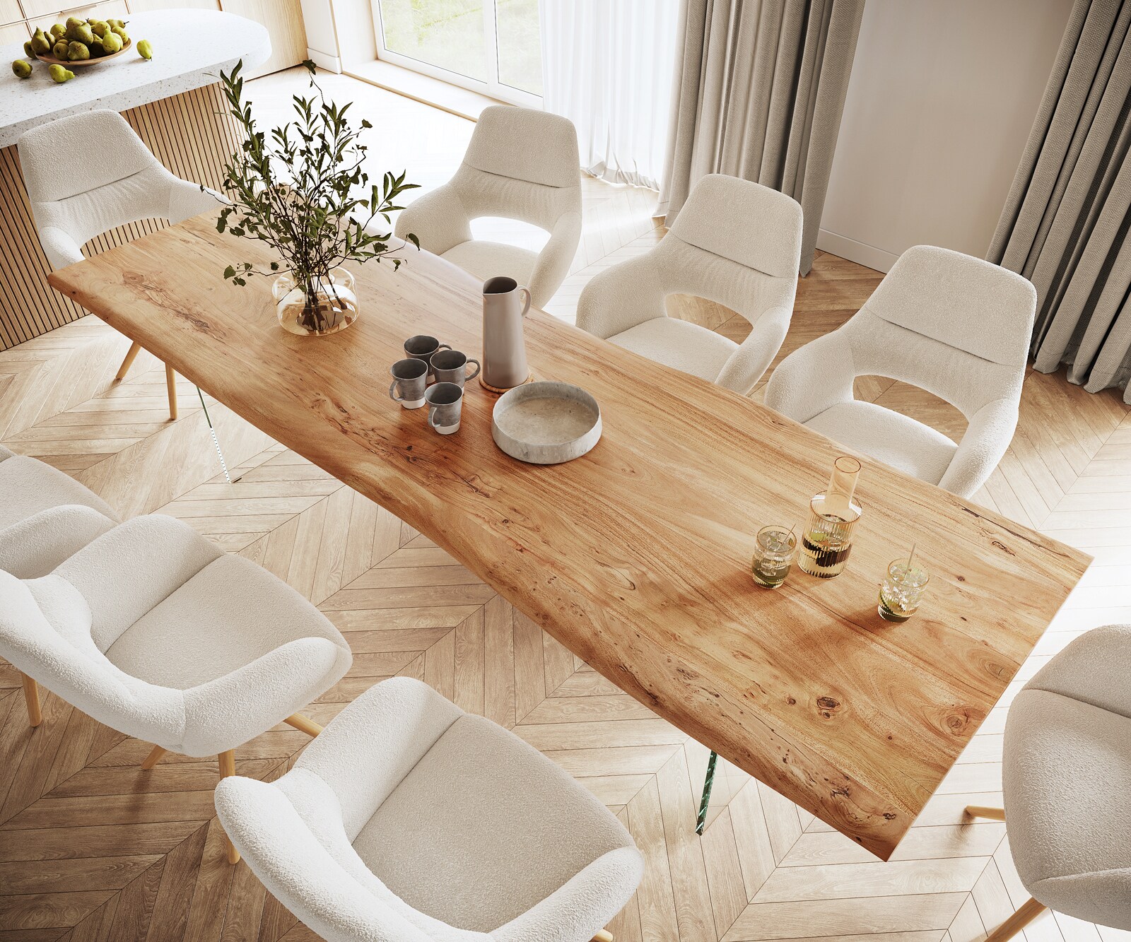 Маса 300x100 XL Акация Натурал Стъкло Edge 4