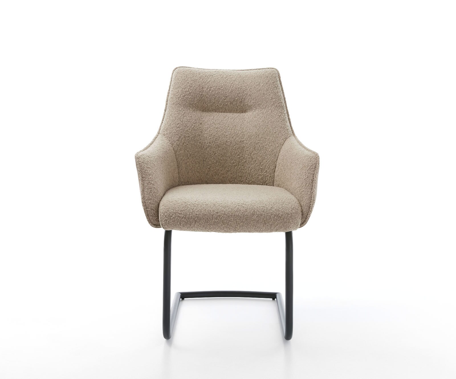 Люлеещ стол с подлакътници Микс от дамаски Сиво-Кафяв Конзолен крак кръгъл Черен Покет пружина Alja-Flex 2