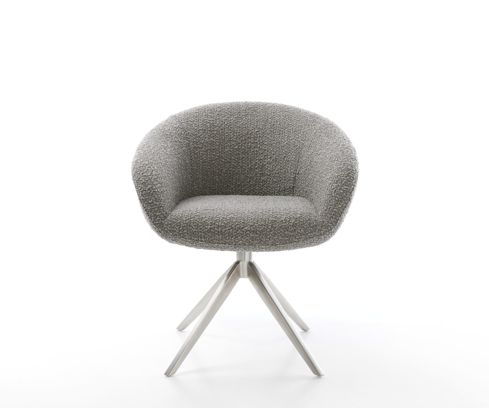 Врътящ се стол с подлакътници Букле СребристСив Конус крак плосък Неръждаема стомана 360° въртящ се Покет пружина Vinka-Flex 2