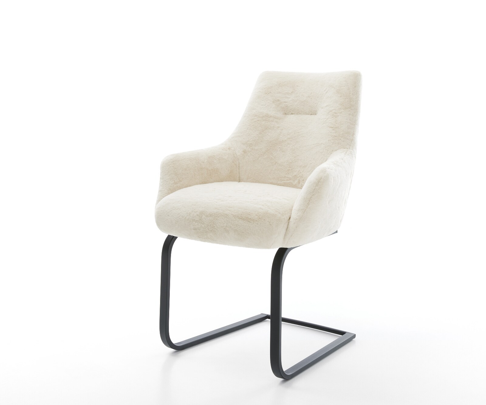 Стол с конзола Alja-Flex с подлакътници Плюшен крем-бял Стол с конзола плосък черен Ядро от джобни пружини 1