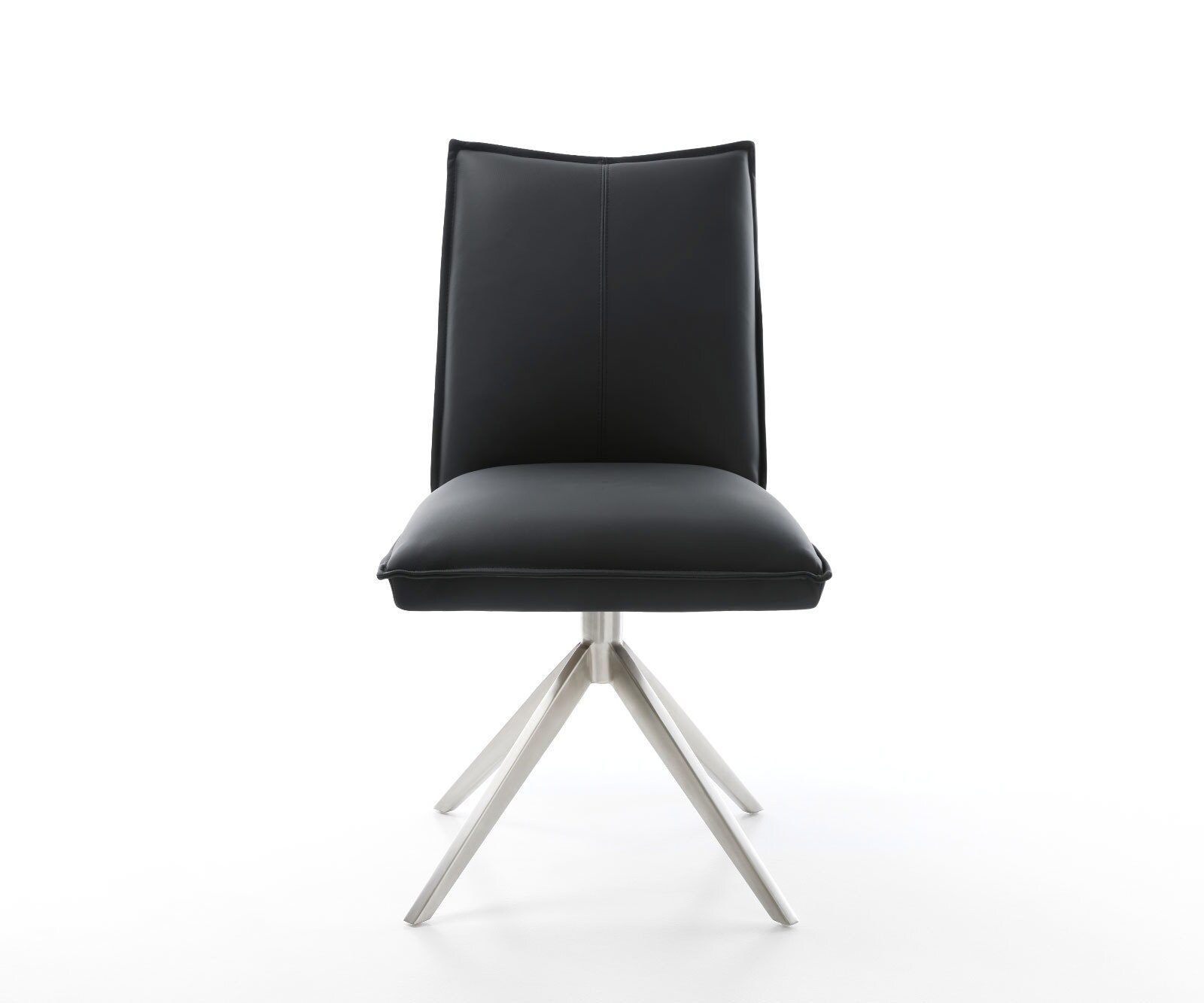 Въртящ се стол Lelio-Flex Естествена кожа Черна кръстосана рамка широка Неръждаема стомана Въртене на 360° Люлееща се функция Ядро от джобни пружини 2