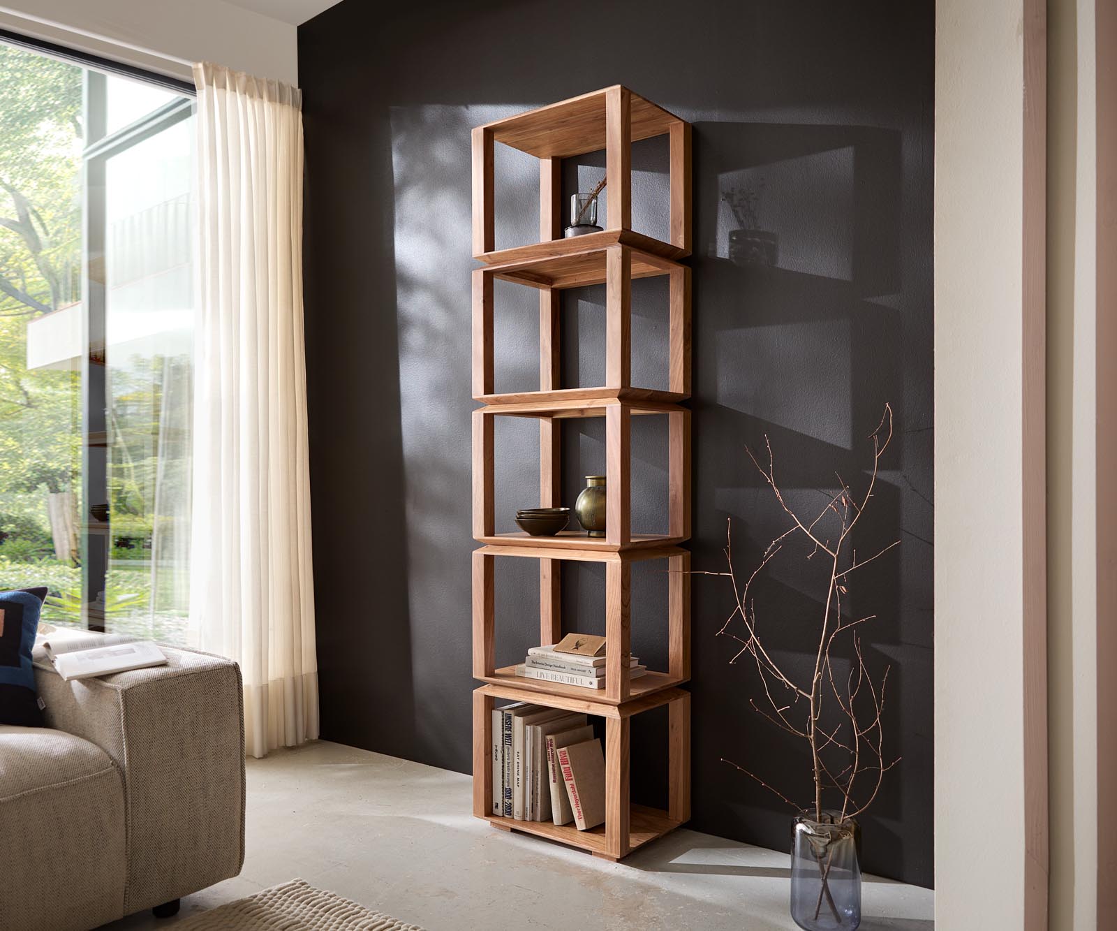 Етажерка Sakura 50x200 cm естествена акация 5 отделения 1