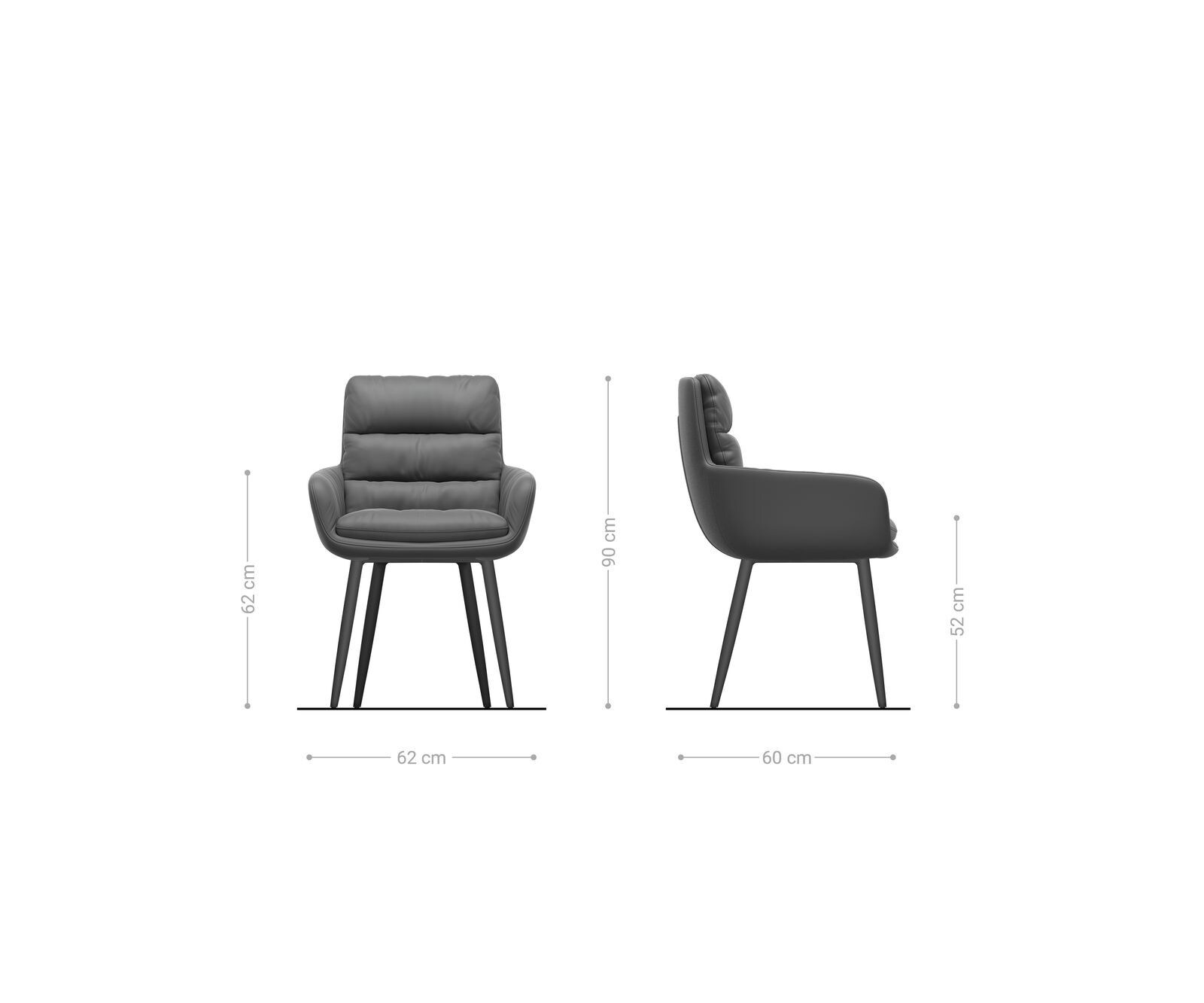 Стол с подлакътници Антрацит Винтидж 4-крака Прави Черни Abelia-Flex 5