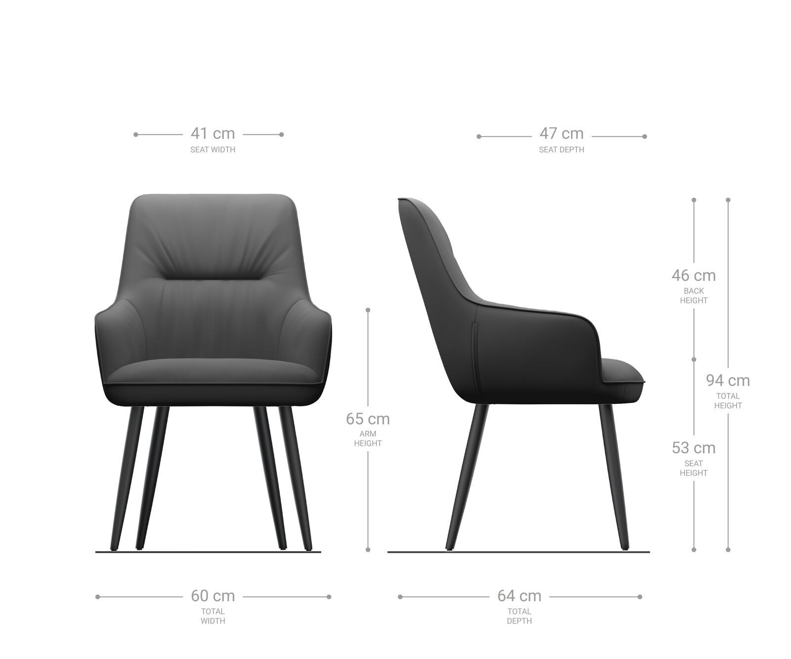 Стол с подлакътници Таупе Винтидж 4-крака Прави Неръждаема стомана  Покет пружина Zelia-Flex 6