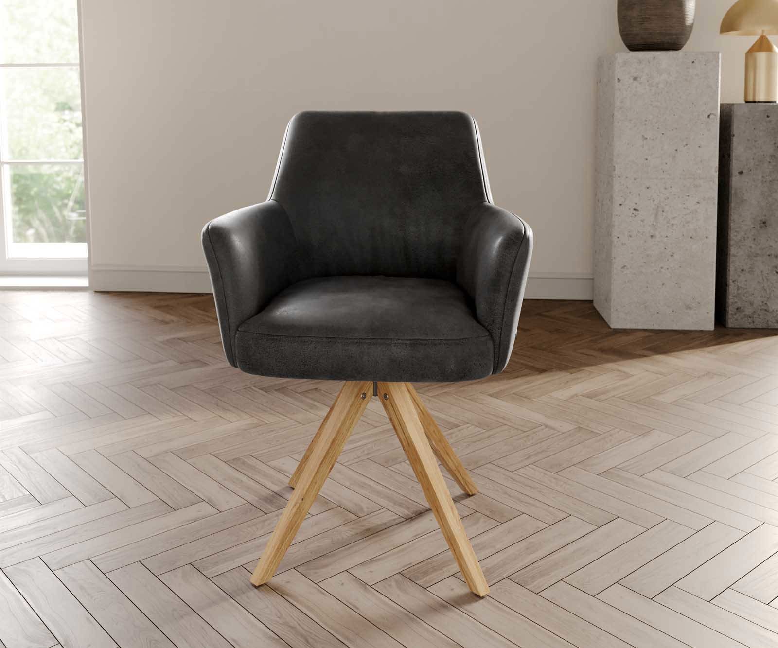 Врътящ се стол с подлакътници Антрацит Винтидж Дървена рамка  Натурал 180° въртящ се Покет пружина Xana-Flex 1 Врътящ се стол с подлакътници Антрацит Винтидж Дървена рамка  Натурал 180° въртящ се Покет пружина Xana-Flex 1