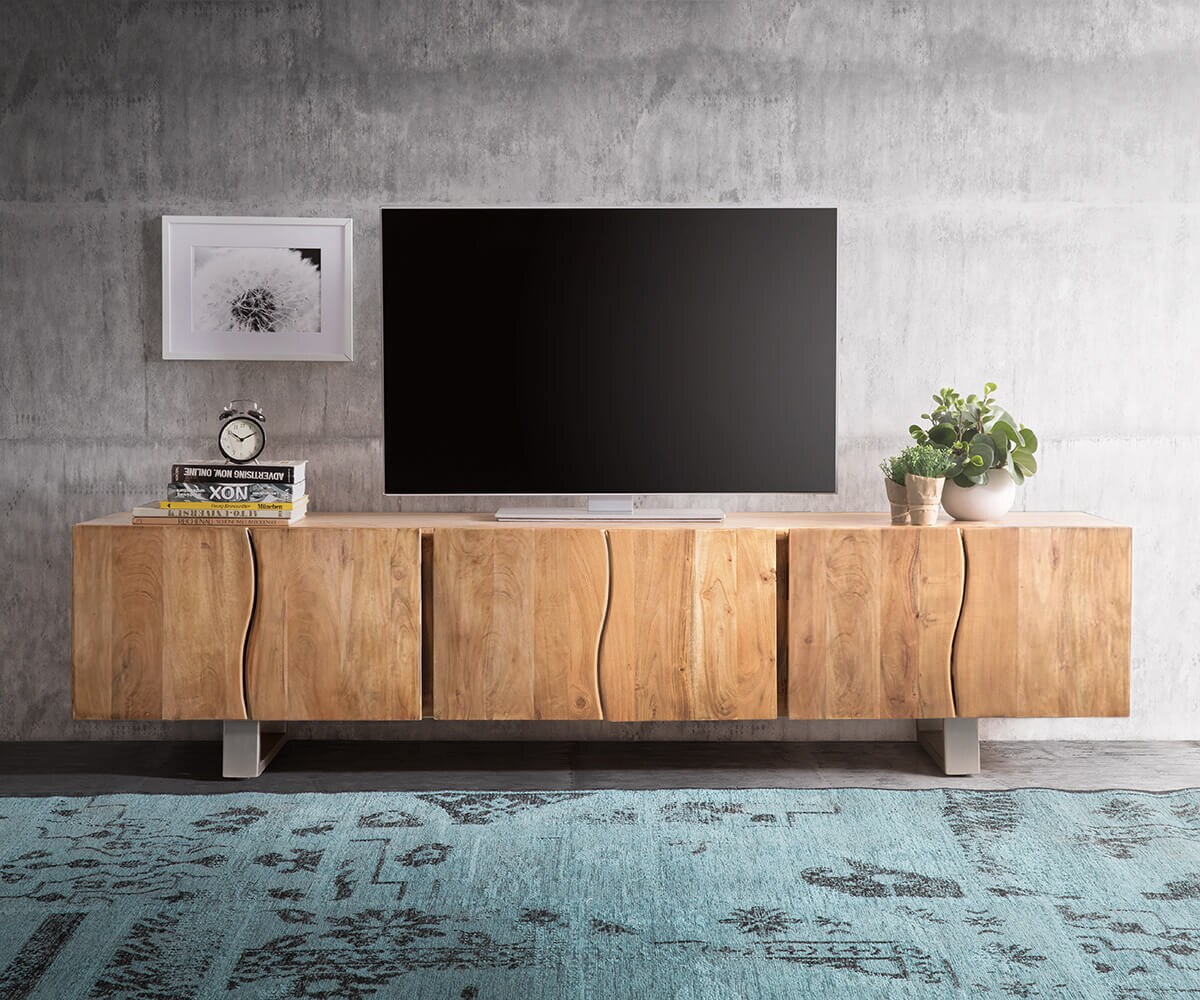 ТВ шкаф Live-Edge 220 cm 6 врати дървен ръб  4