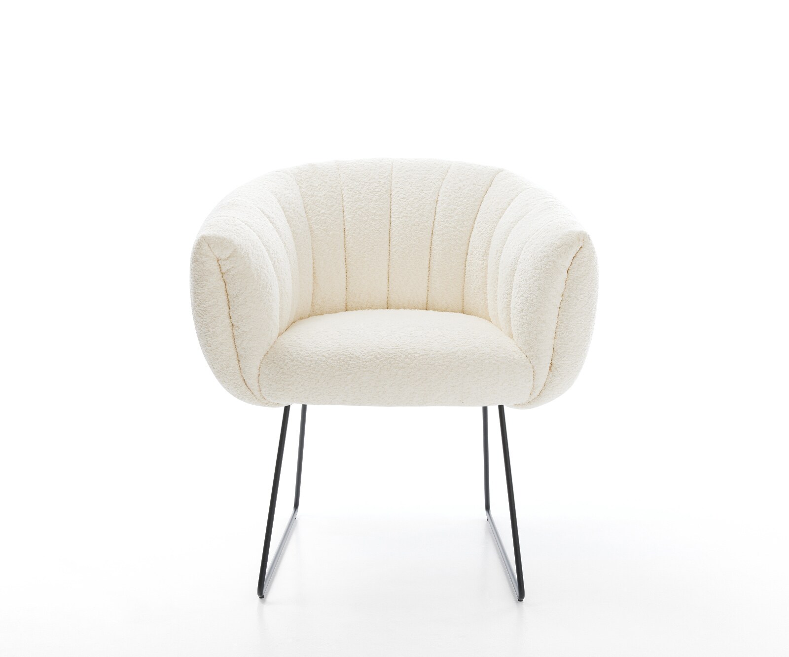 Трапезен стол Jada-Flex, Бяло Букле, Основа шейна, Черно Ядро от джобни пружини 1