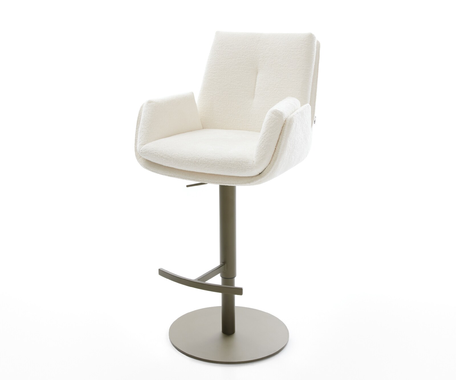 Бар стол Clea-Flex, Букле Светлобежово, Метална основа за въртене с регулиране на височината в титаниев цвят