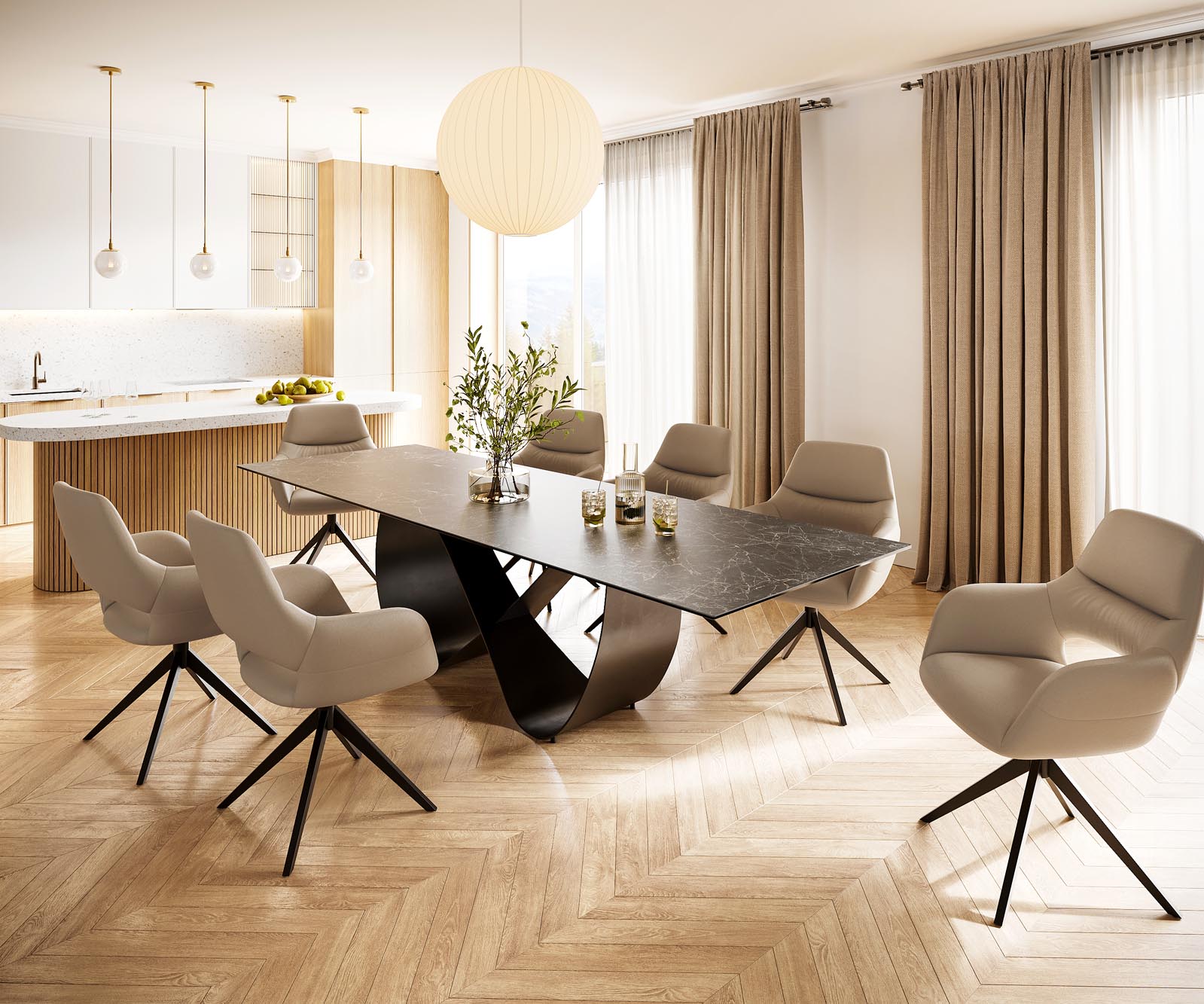 Маса 300x100 Keramik Laminam® Nero Greco Антрацит Infinity Метал Черен Edge 6