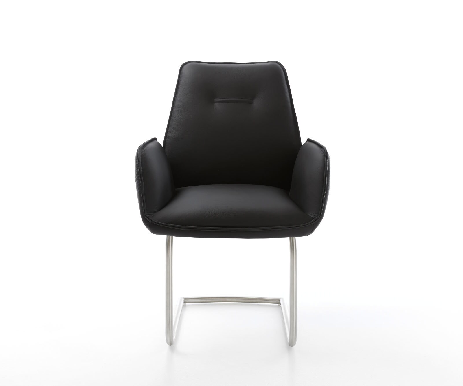 Люлеещ стол Естествена кожа Черен Конзолен крак кръгъл Неръждаема стомана Zoa-Flex 2