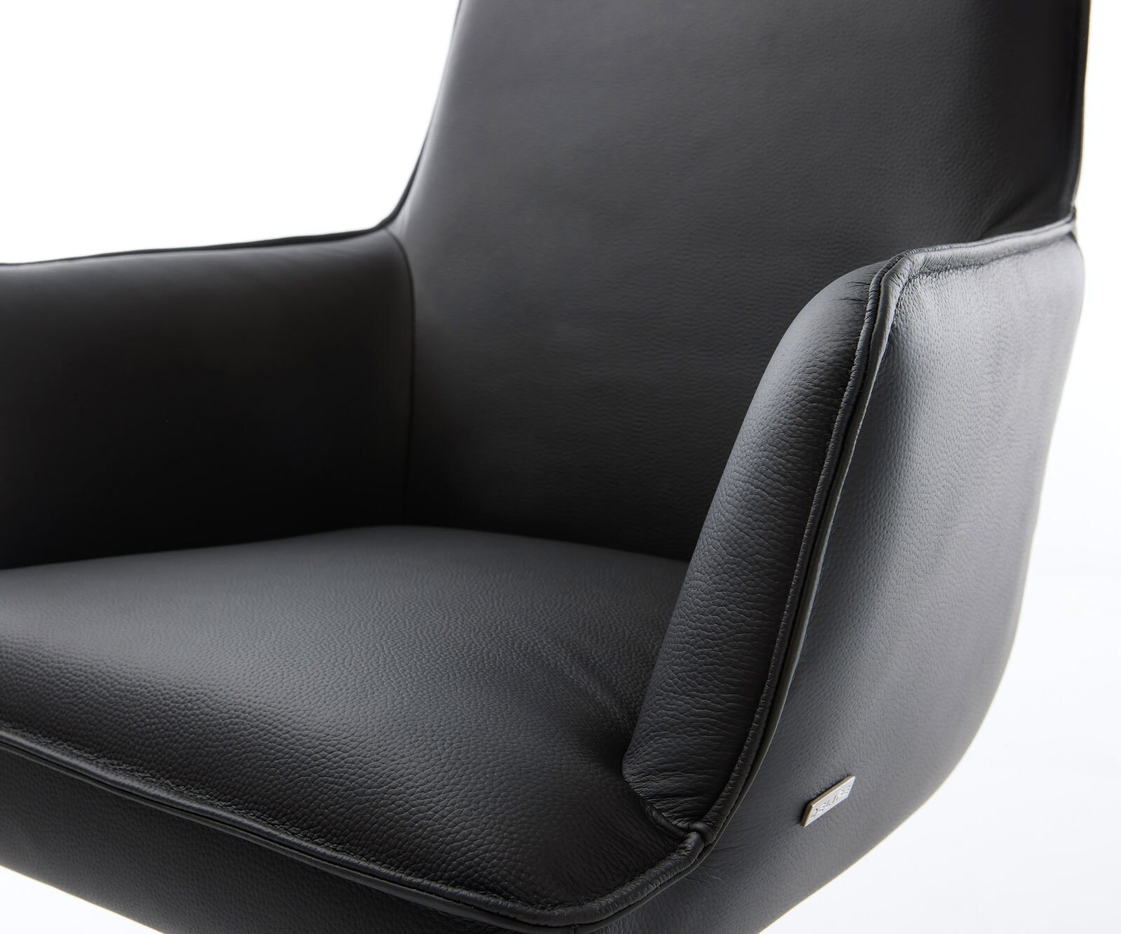 Въртящ се стол Heira-Flex с подлакътници Естествена кожа Черно Кръстосана рамка широка Черно 360° завъртане Люлееща се функция Ядро от джобни пружини 4