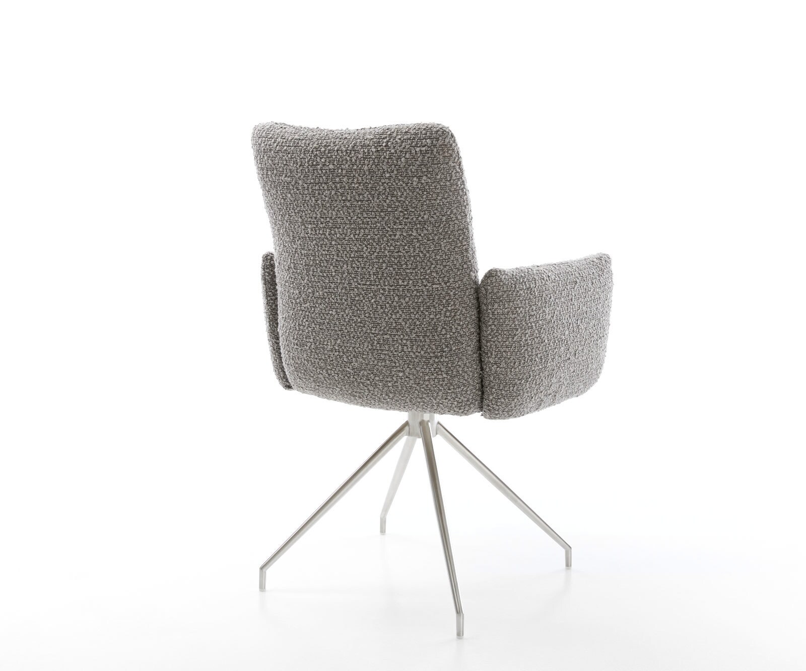 Врътящ се стол с подлакътници Букле СребристСив Конус крак кръгъл Неръждаема стомана 180° въртящ се Покет пружина Jova-Flex 5