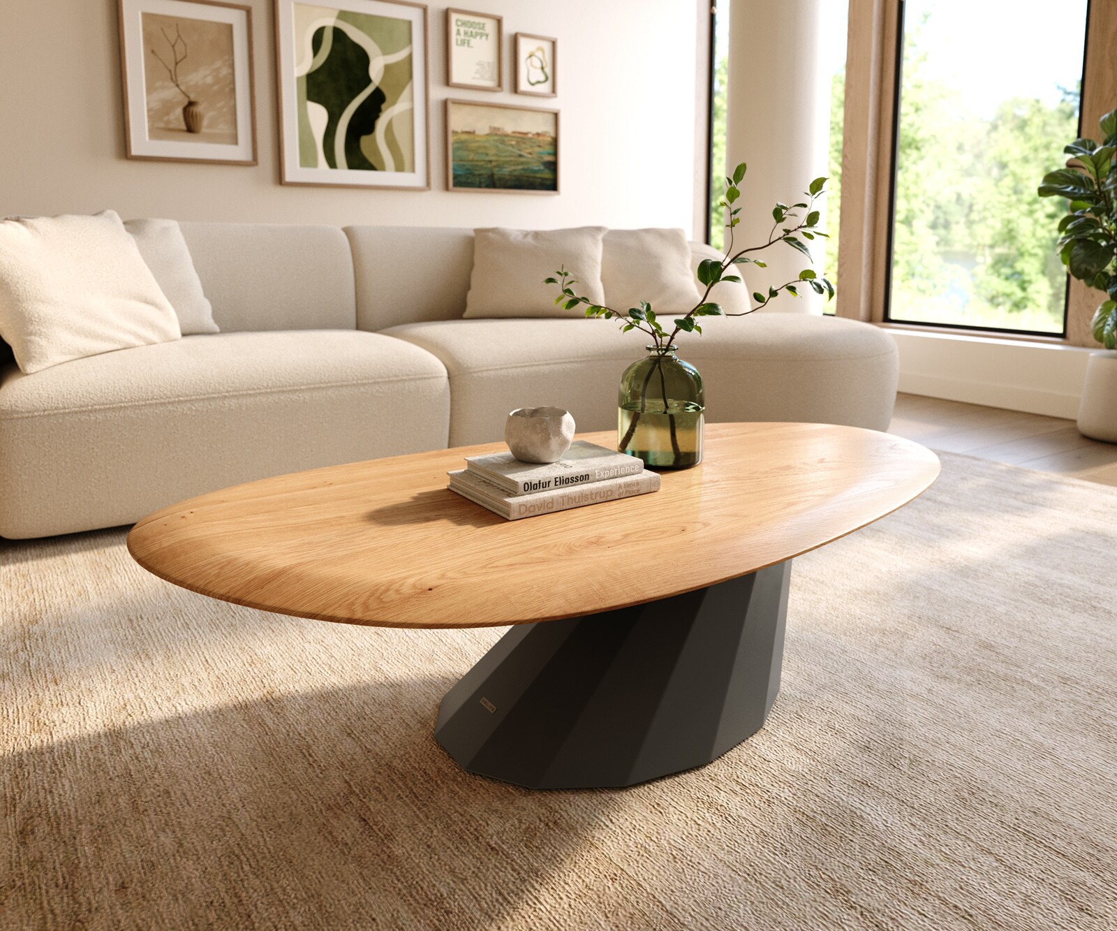 Couchtisch Edge Massivholz Oval 1