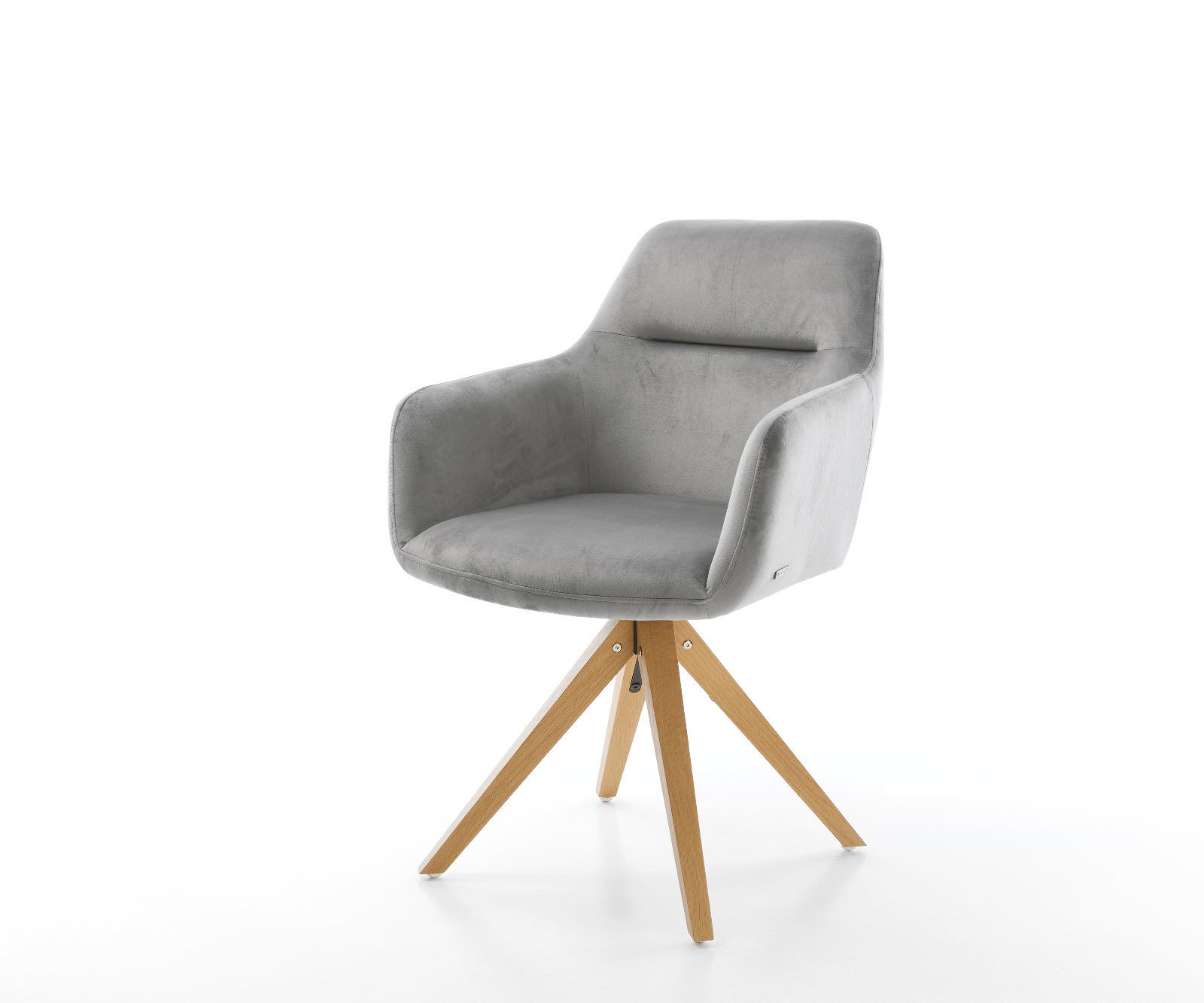 Врътящ се стол Кадифе Сив Дървена рамка  180° въртящ се Pejo-Flex Врътящ се стол Кадифе Сив Дървена рамка  180° въртящ се Pejo-Flex