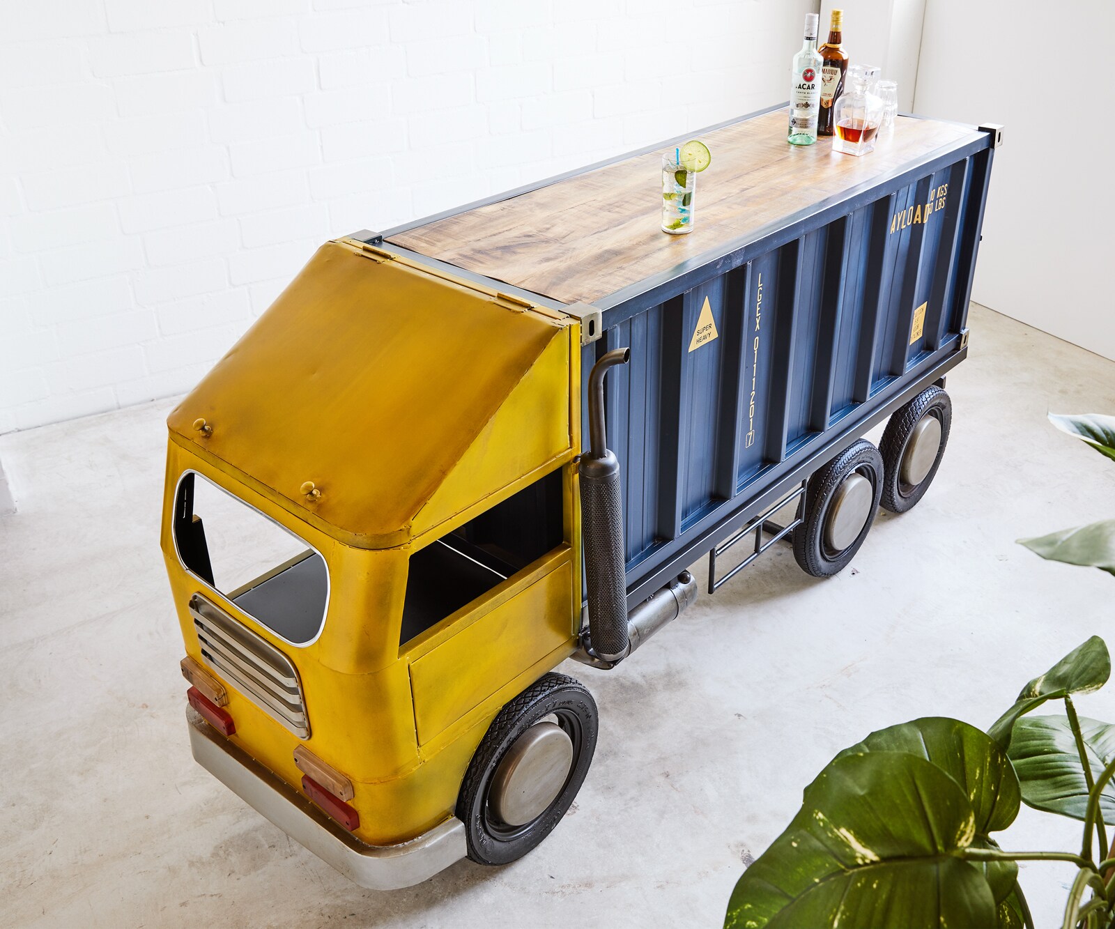 Бар 220x110 cm Мангово дърво Метал Син-Жълт LKW 3 Бар 220x110 cm Мангово дърво Метал Син-Жълт LKW 3