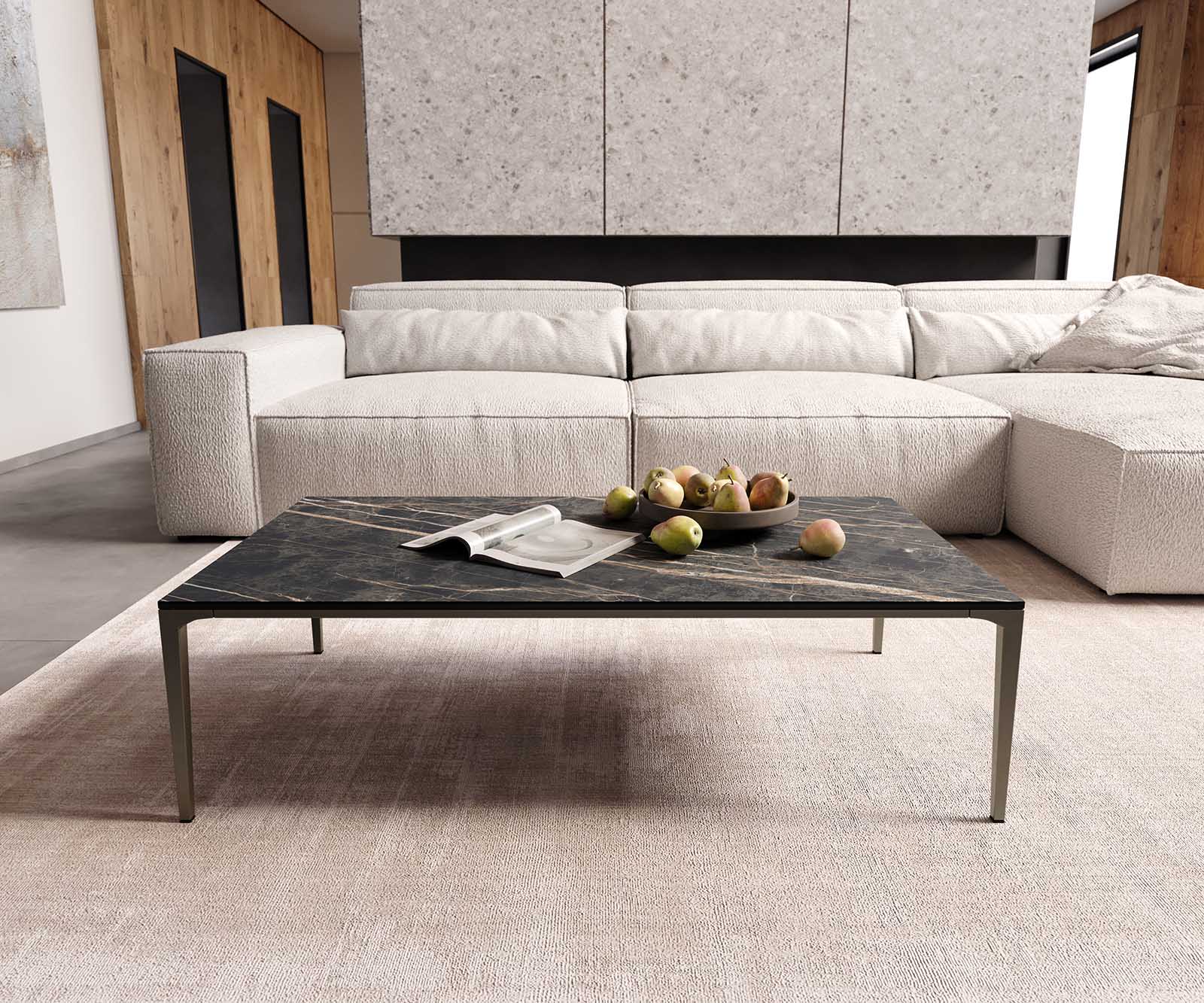 Холна маса 110x60 cm Керамика Laminam®Noir Desir Кафяв Основа Метал Ефектен финиш Titan Levente 1