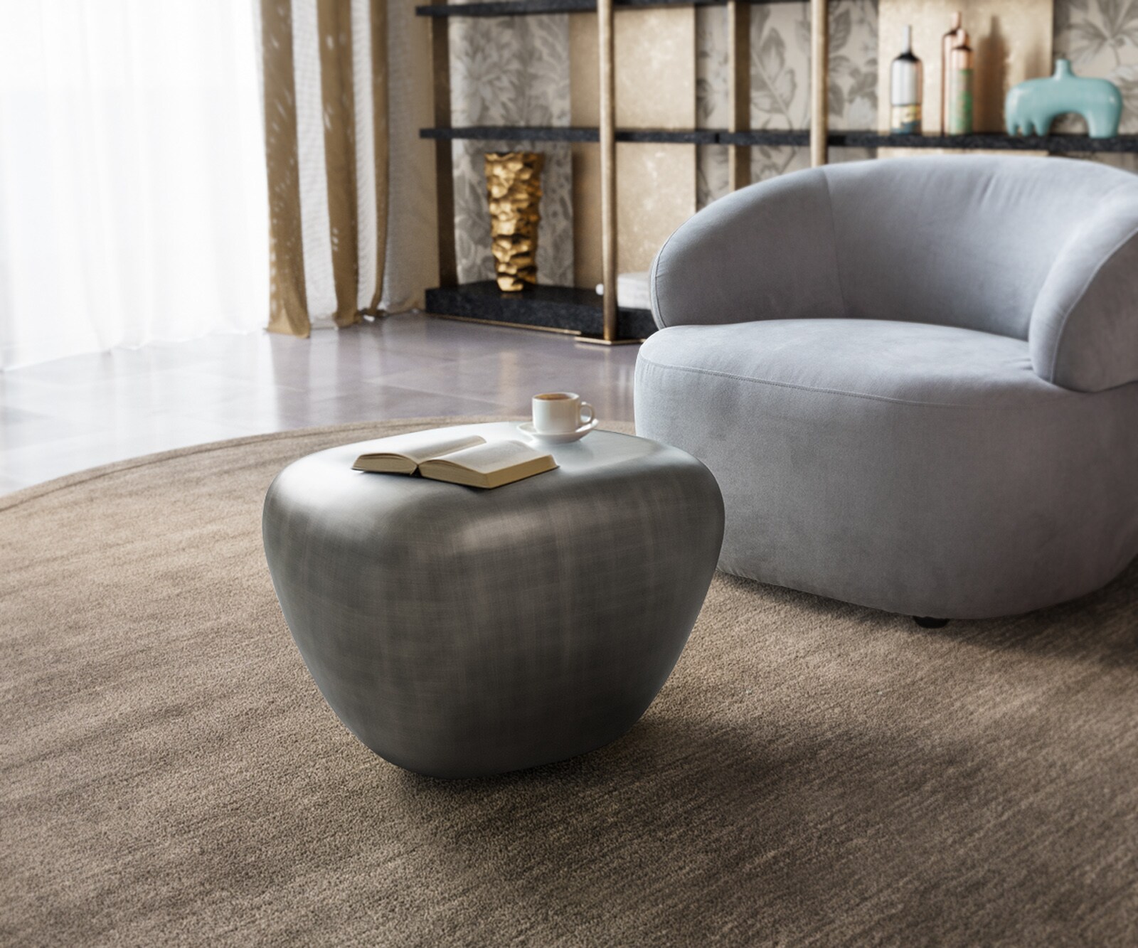 Масичка за кафе Caramia 65x55 cm сребрист металик 1