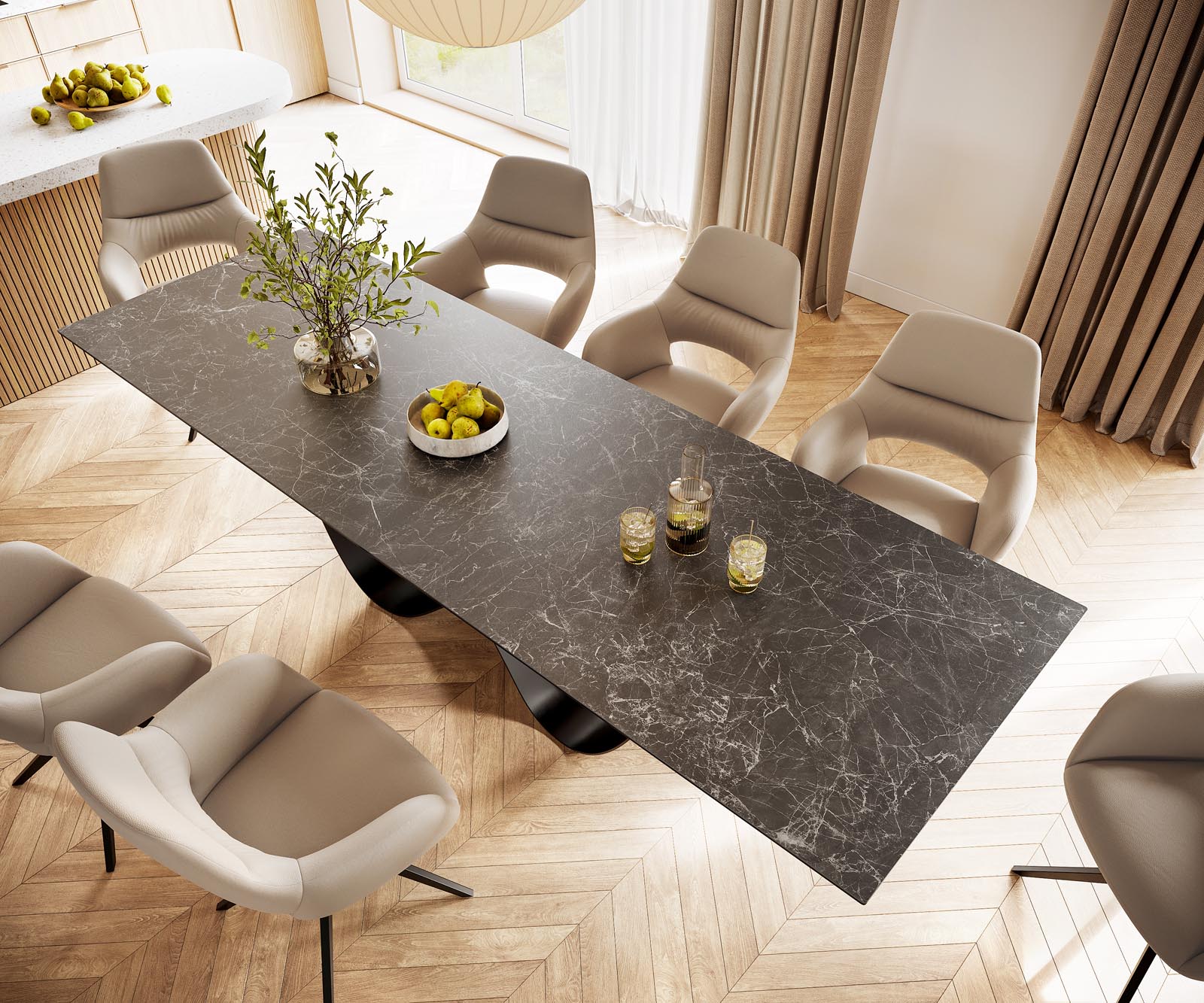 Маса 300x100 Keramik Laminam® Nero Greco Антрацит Infinity Метал Черен Edge 4