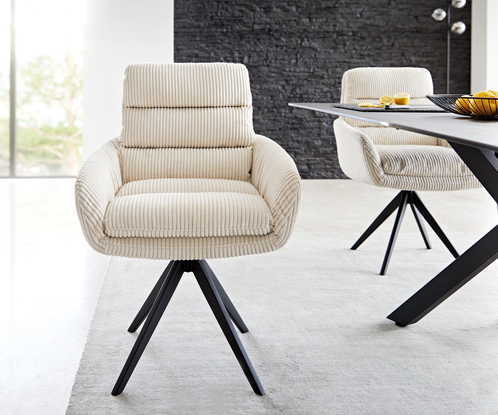 Врътящ се стол с подлакътници Корд Бежов Конус крак  Черен 180° въртящ се Abelia-Flex 1 Врътящ се стол с подлакътници Корд Бежов Конус крак  Черен 180° въртящ се Abelia-Flex 1